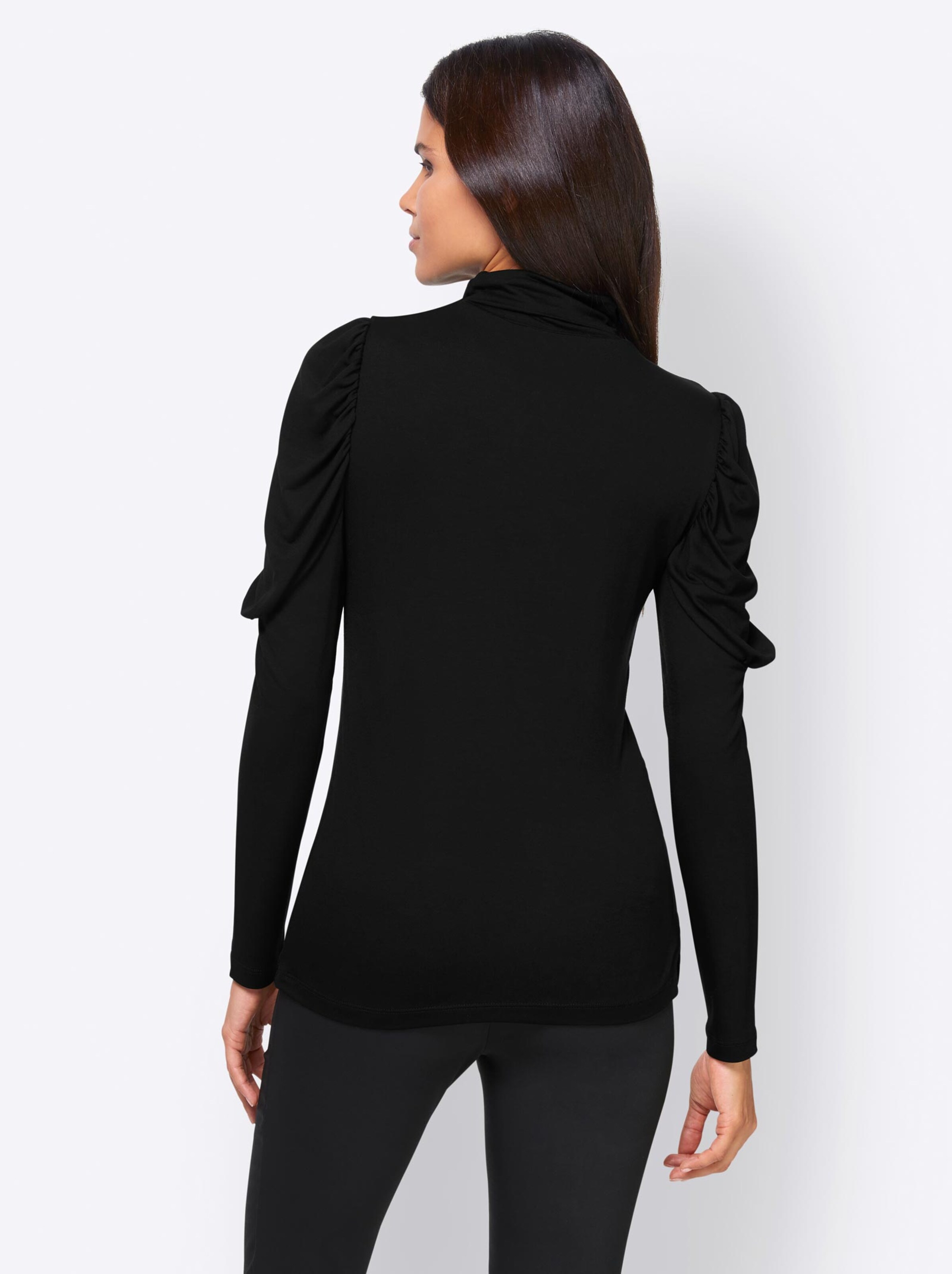 Damenmode Shirts Ashley Brooke Rollkragen-Shirt in schwarz 