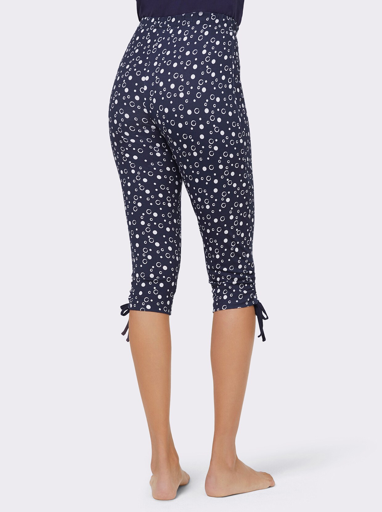 Capri-legging - nachtblauw/wit bedrukt