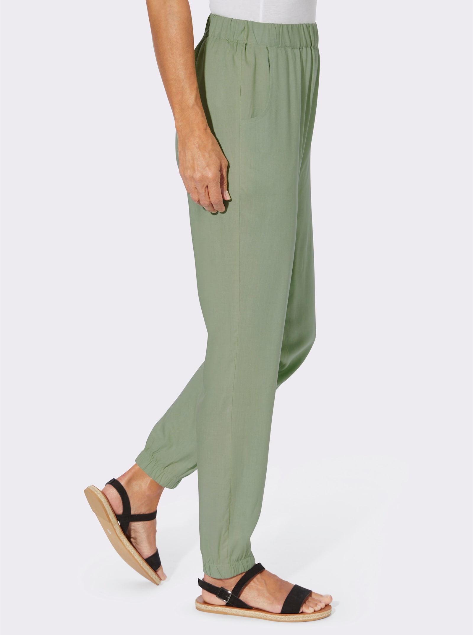 Haremshose mit Bündchen am Saum - eucalyptus