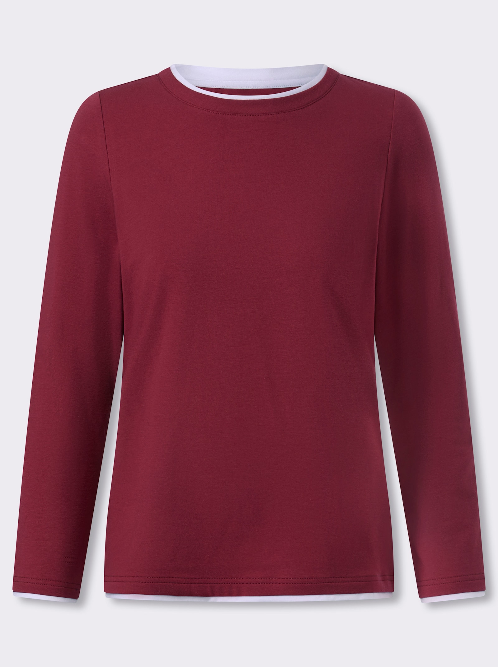 heine Rundhalsshirt in 2-in-1-Optik - kirsche-weiß