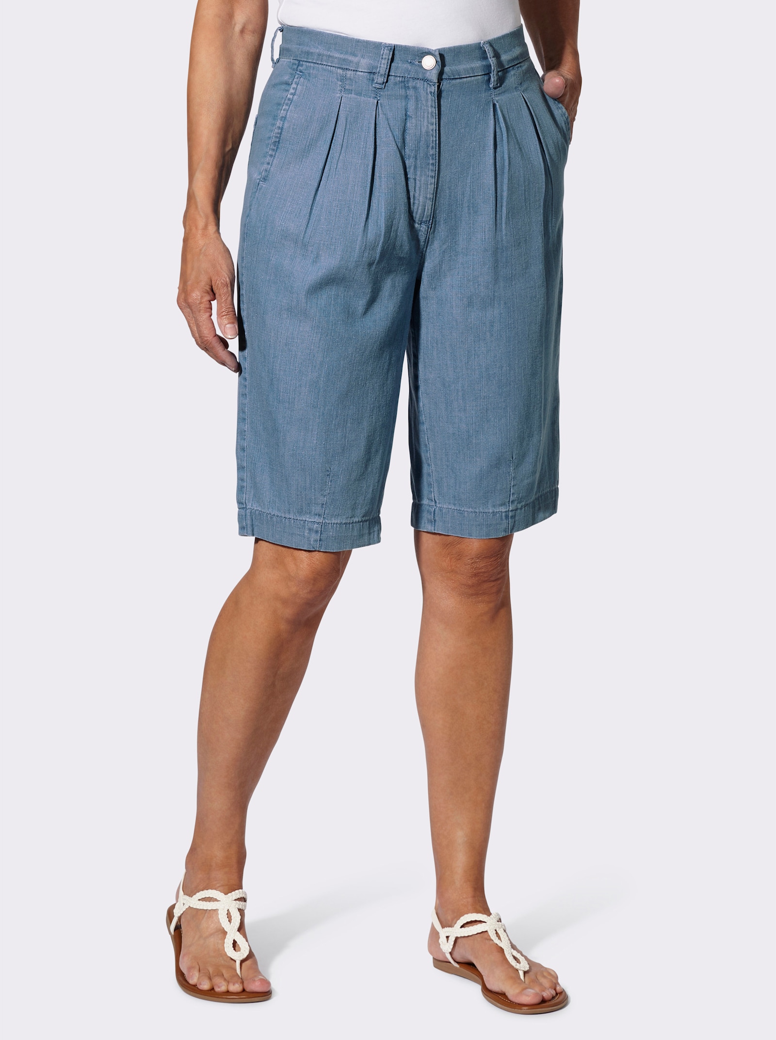 Jeansbermudas aus reiner Baumwolle - blue-bleached