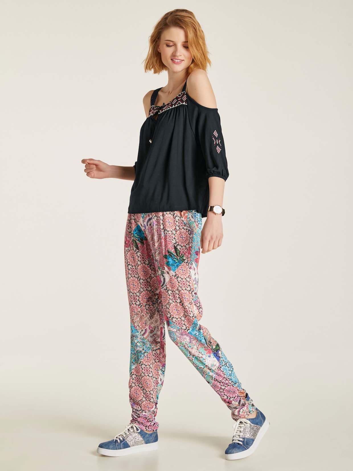 heine Broek met print - bont