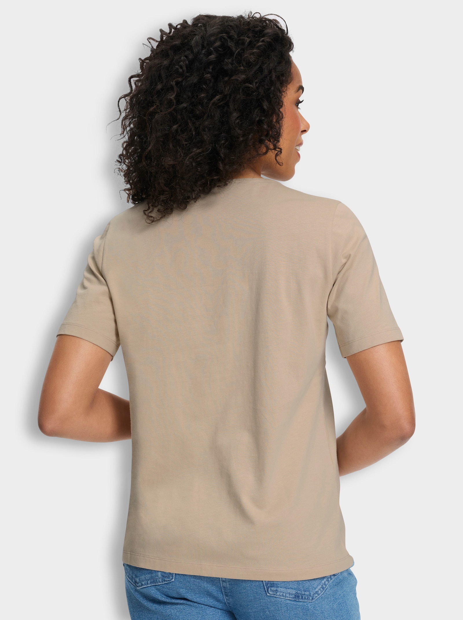 Shirts (2 stuks) - beige + beige/zwart bedrukt