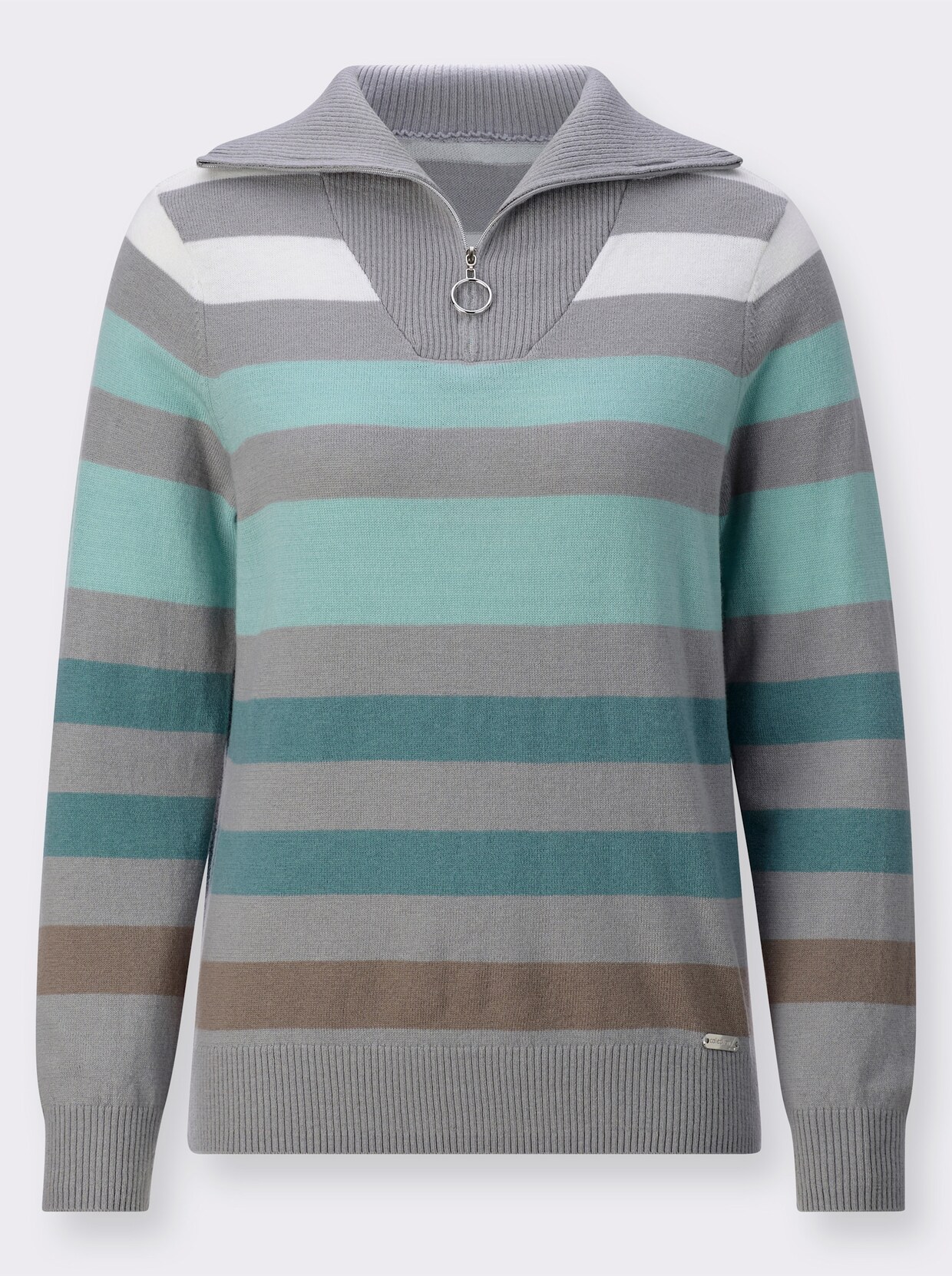 Pullover met lange mouwen - steengrijs/jade gestreept