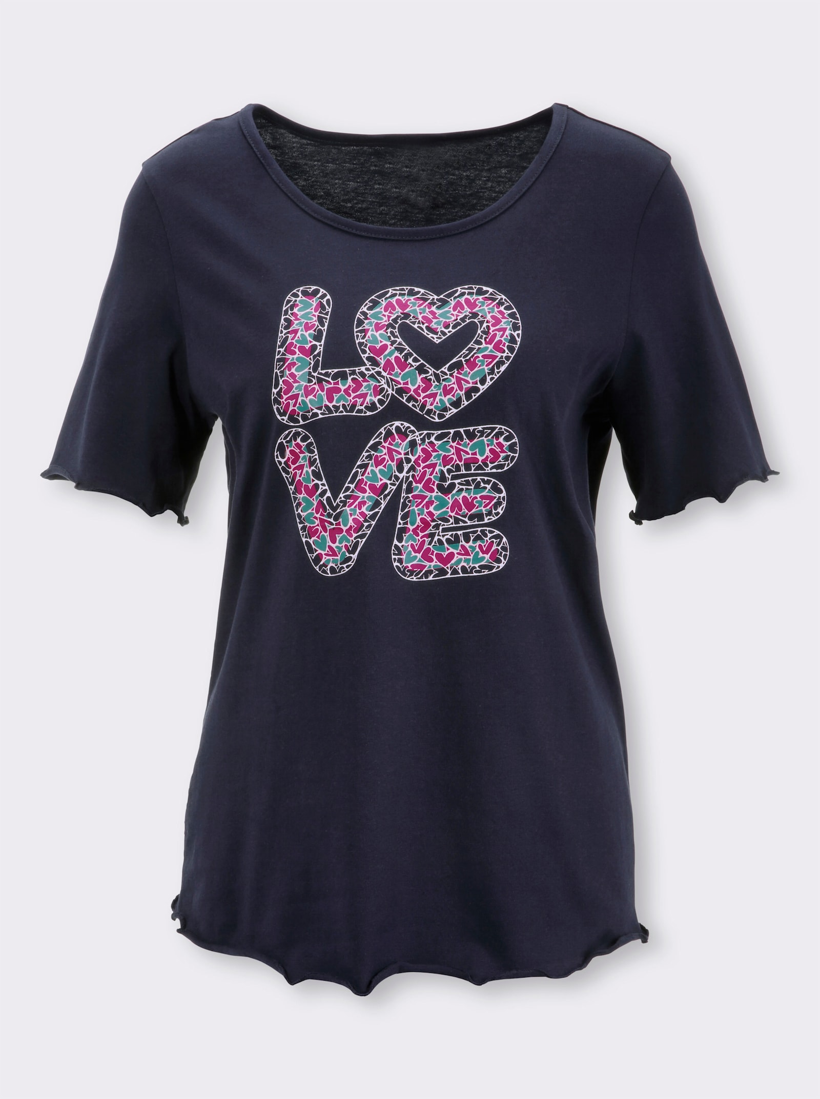 Shirt met korte mouwen en LOVE-print - marine/magenta