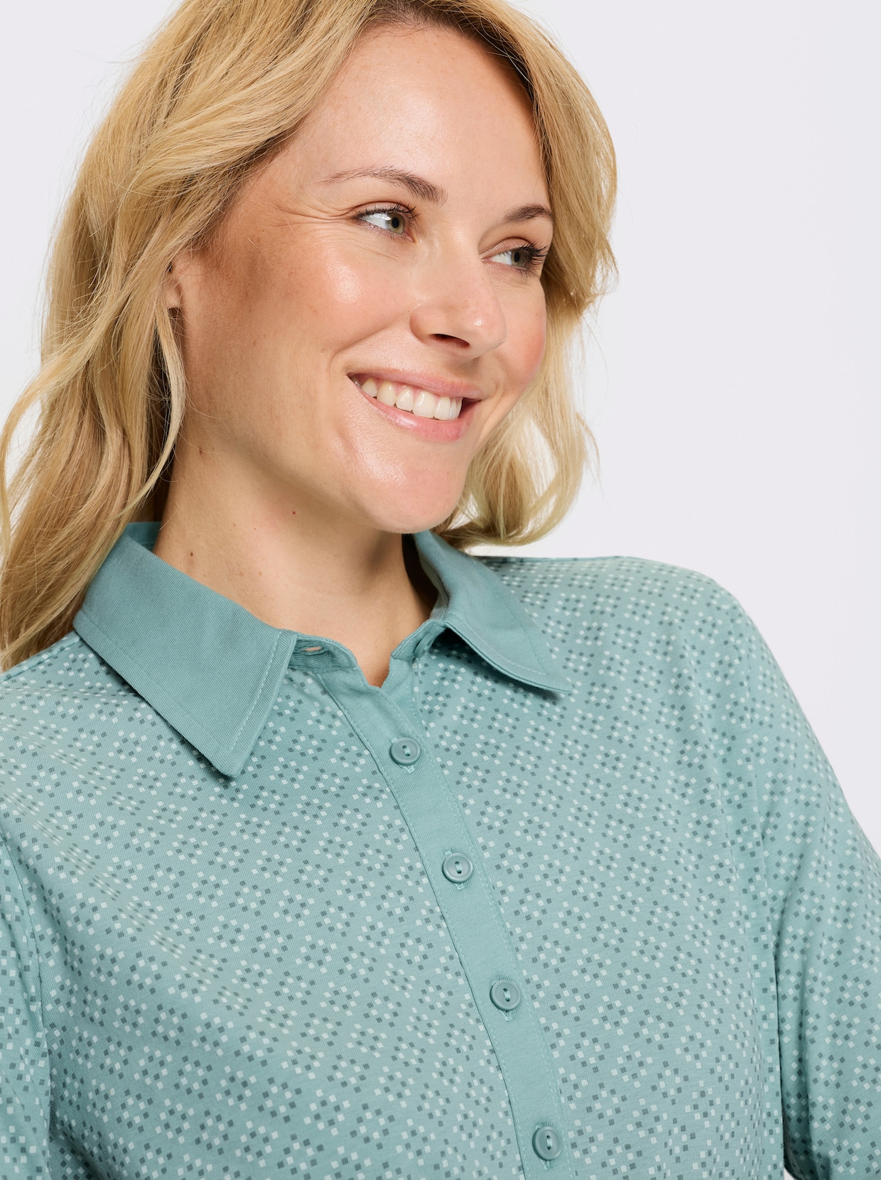 Poloshirt - salbei-zartmint-bedruckt