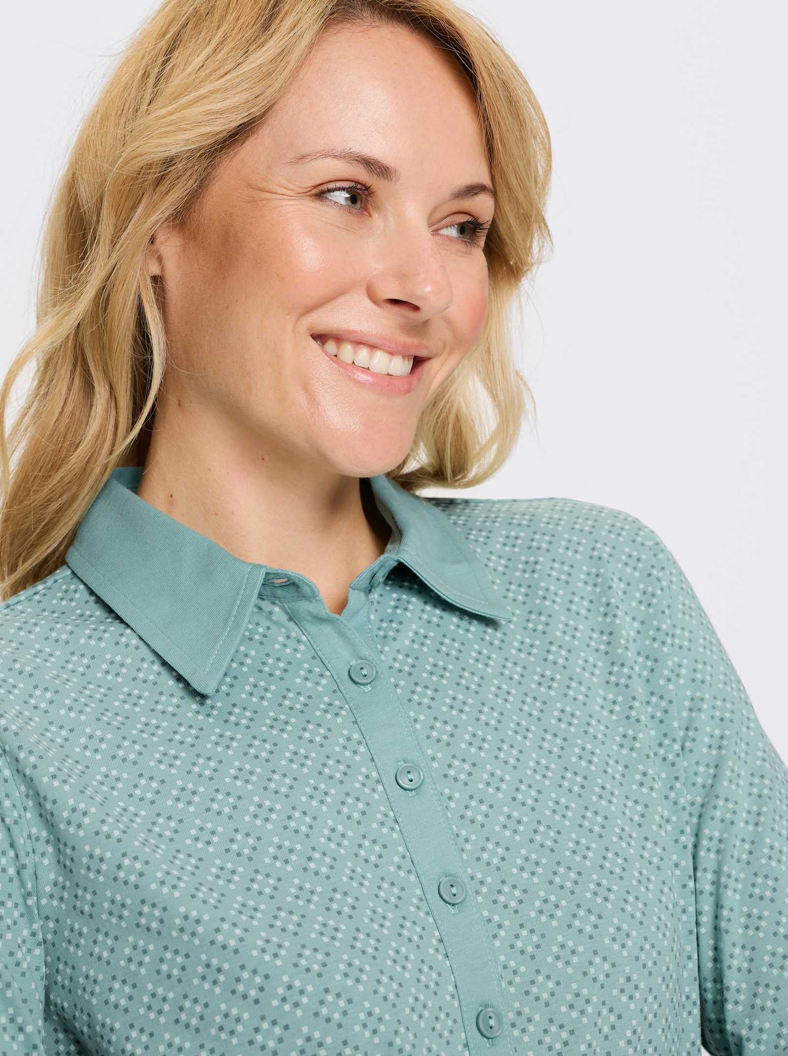 Poloshirt - salie/zacht mint bedrukt