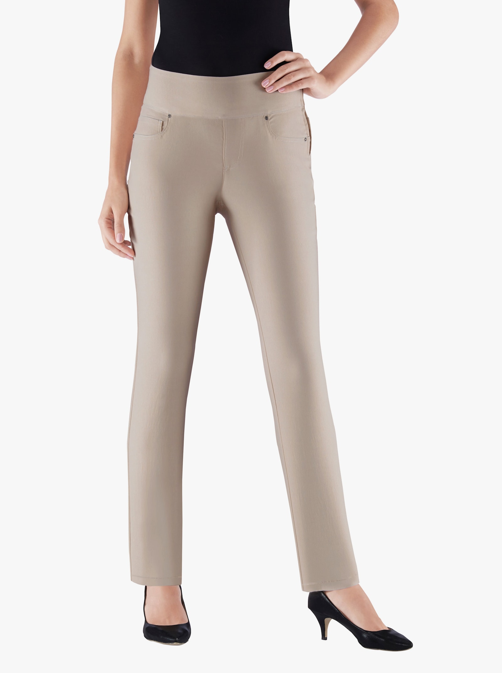  5-Pocket-Hose mit hohem Bund - stein