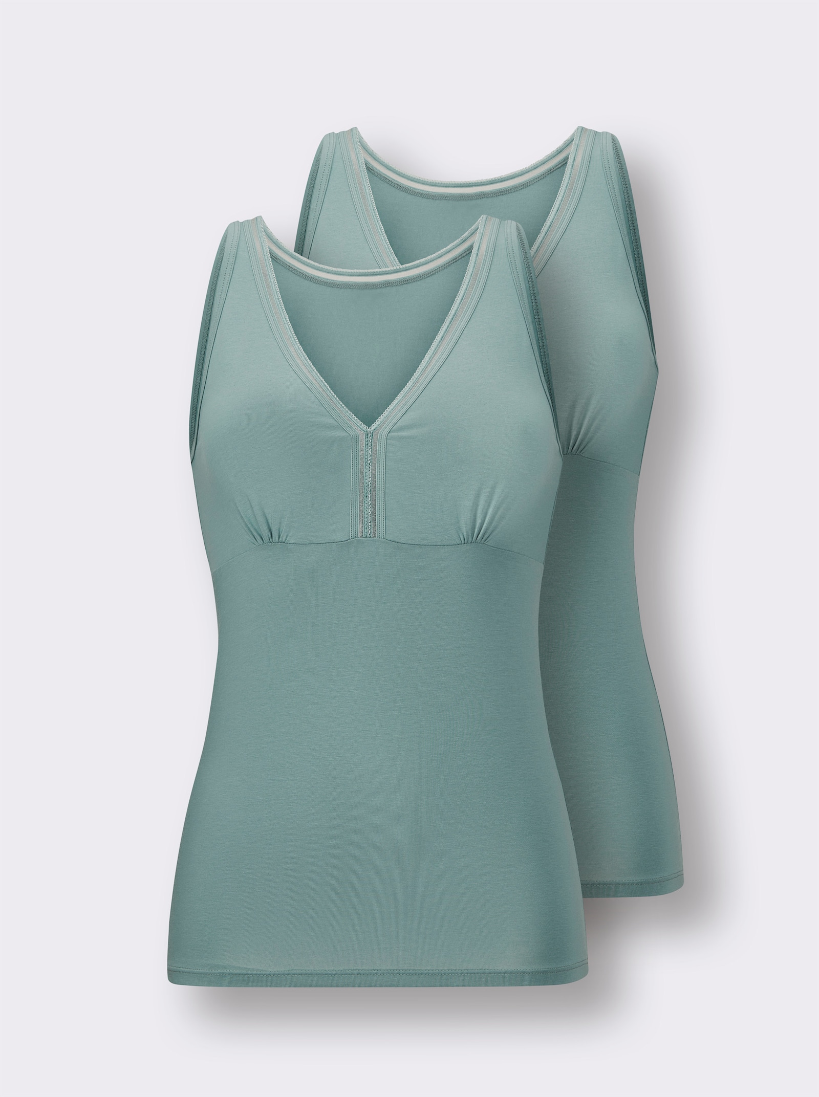 wäschepur BH-linne med elastiskt dekorband - jade