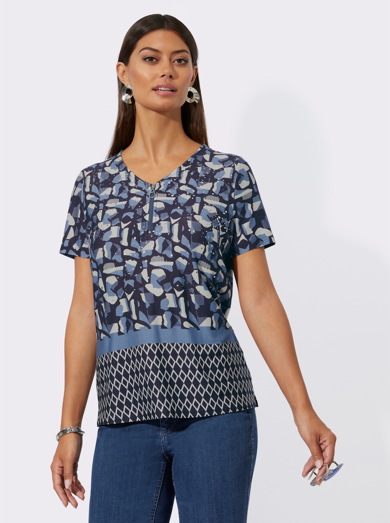 Shirt met korte mouwen - middenblauw/marine gedessineerd