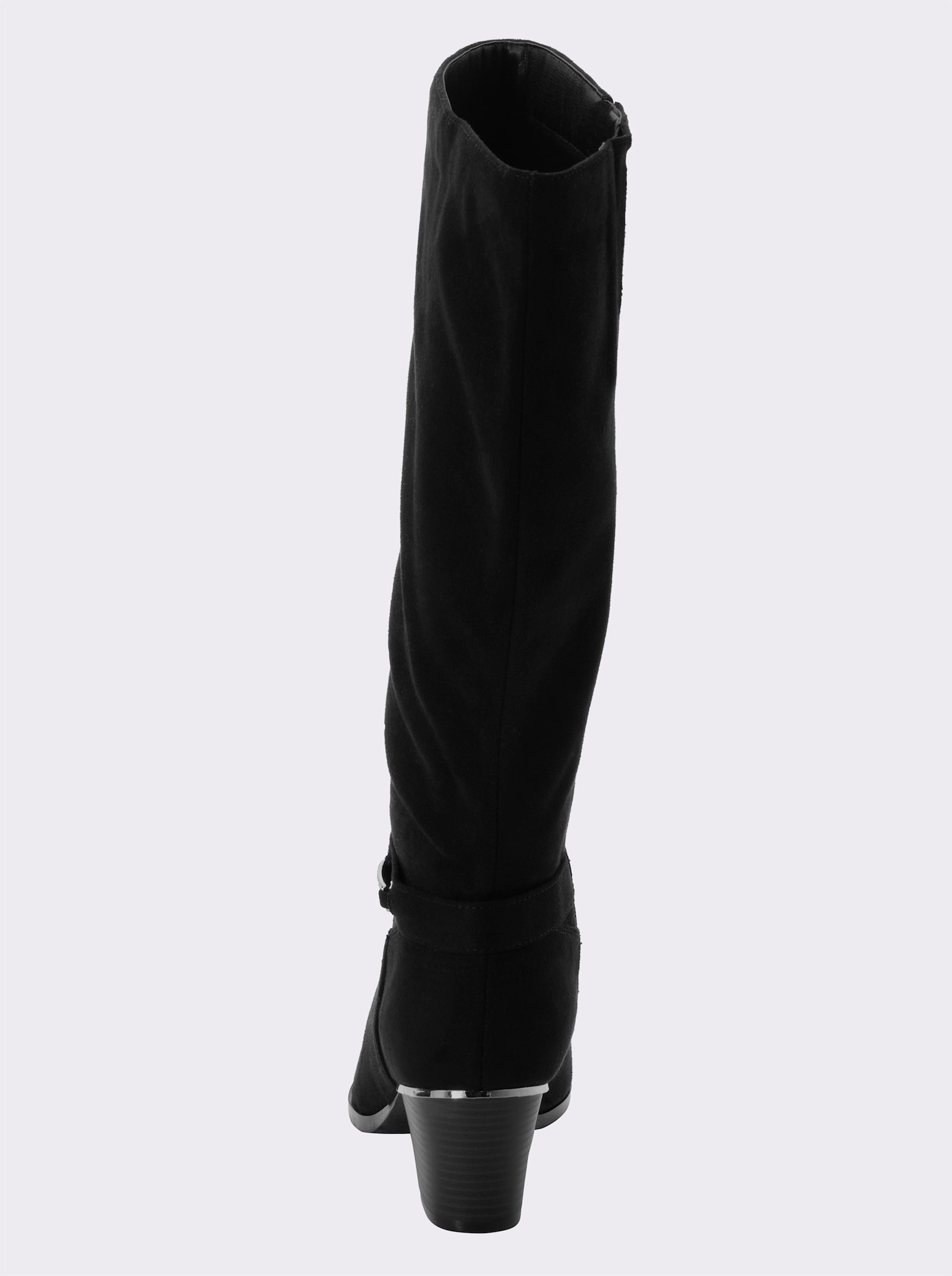 sheego Weitschaftstiefel in Wildleder-Optik - schwarz