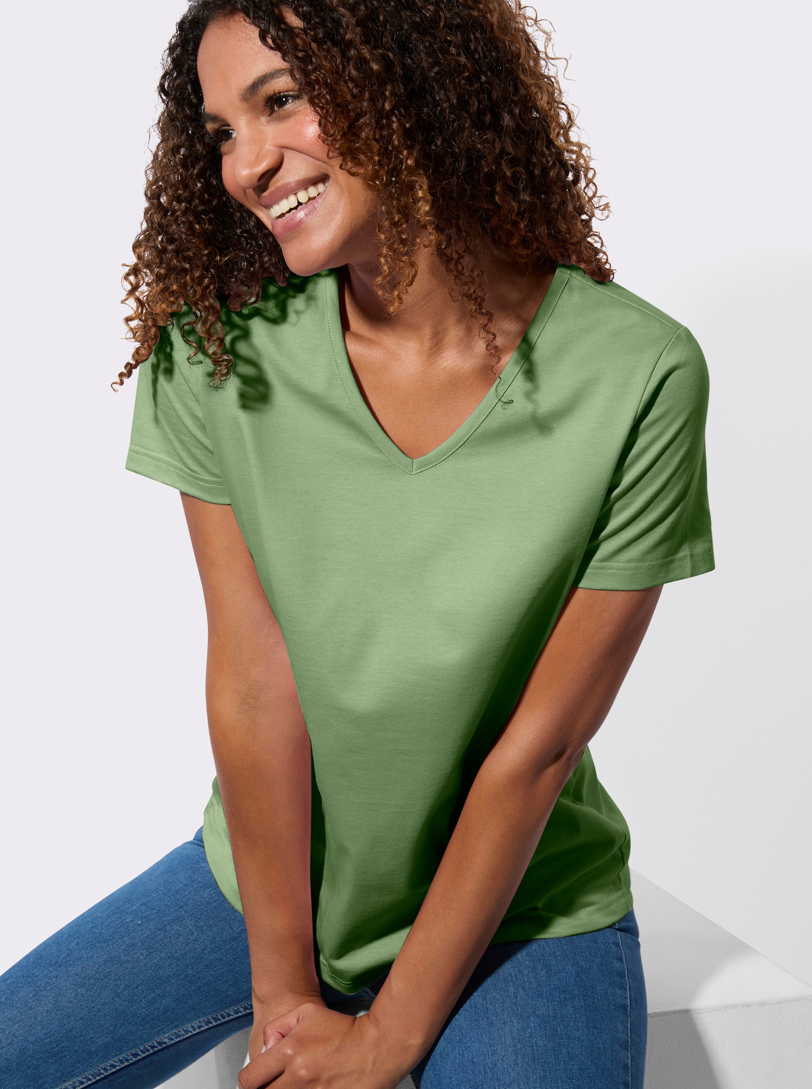 Tričko s krátkým rukávem v balení po 2 ks - eukalyptová + ecru