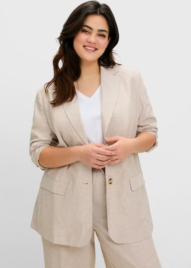sheego Blazer im Leinenmix, leicht tailliert - beige