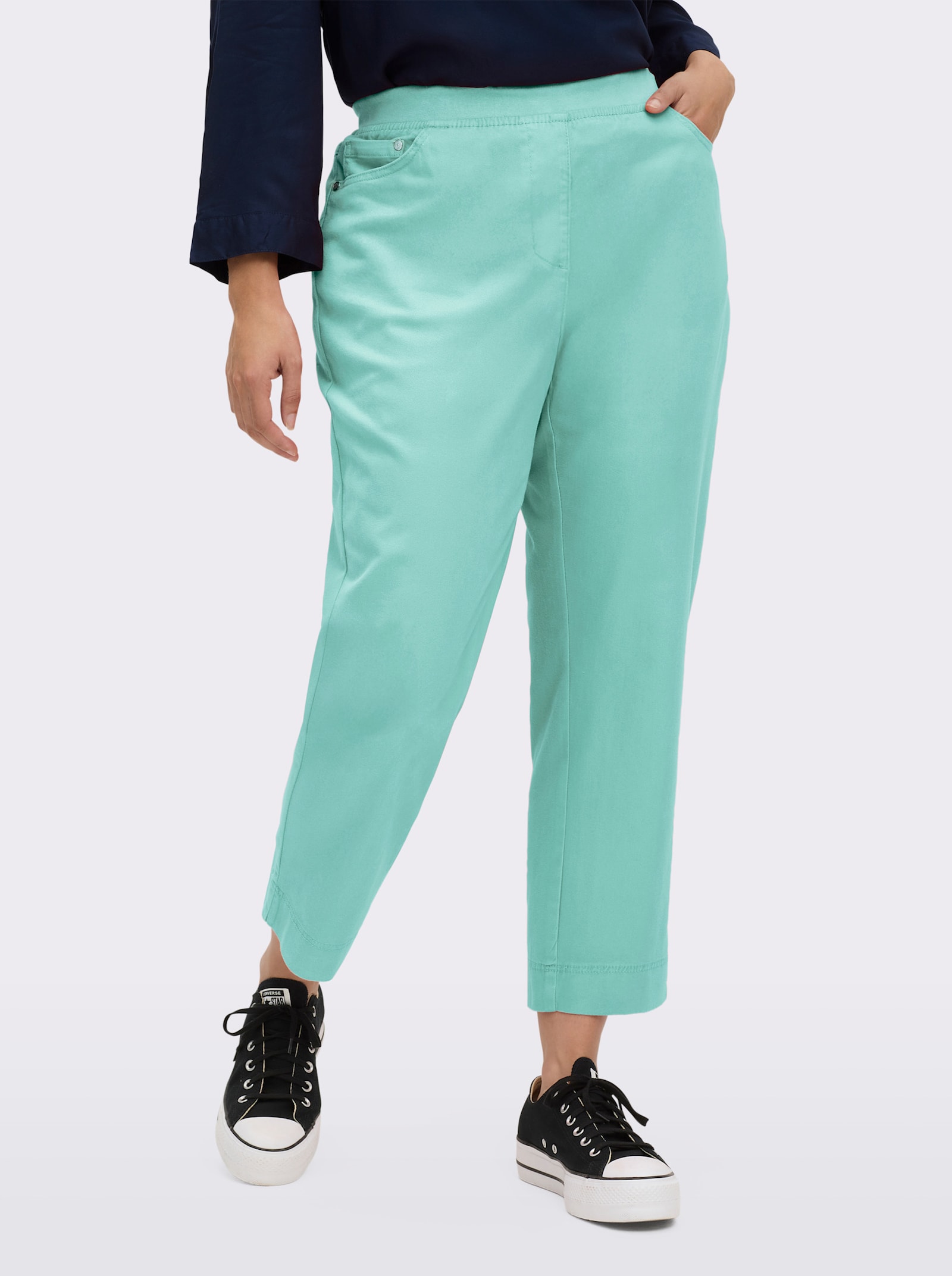 7/8-Jeans mit Jersey-Bund in softer Qualität - mint