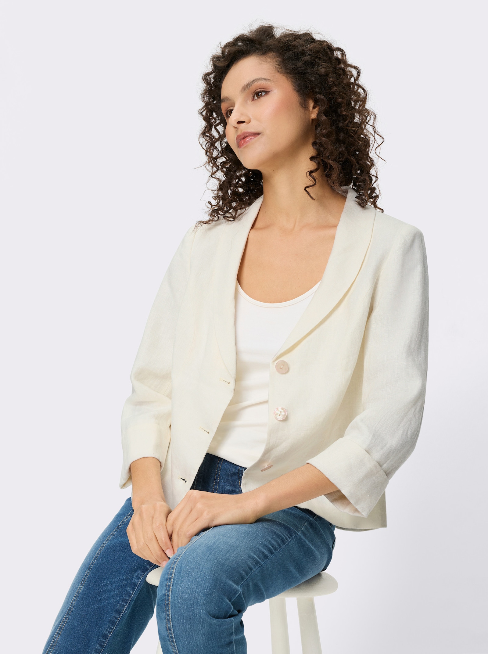 heine Blazer en lin à manches 3/4 - écru