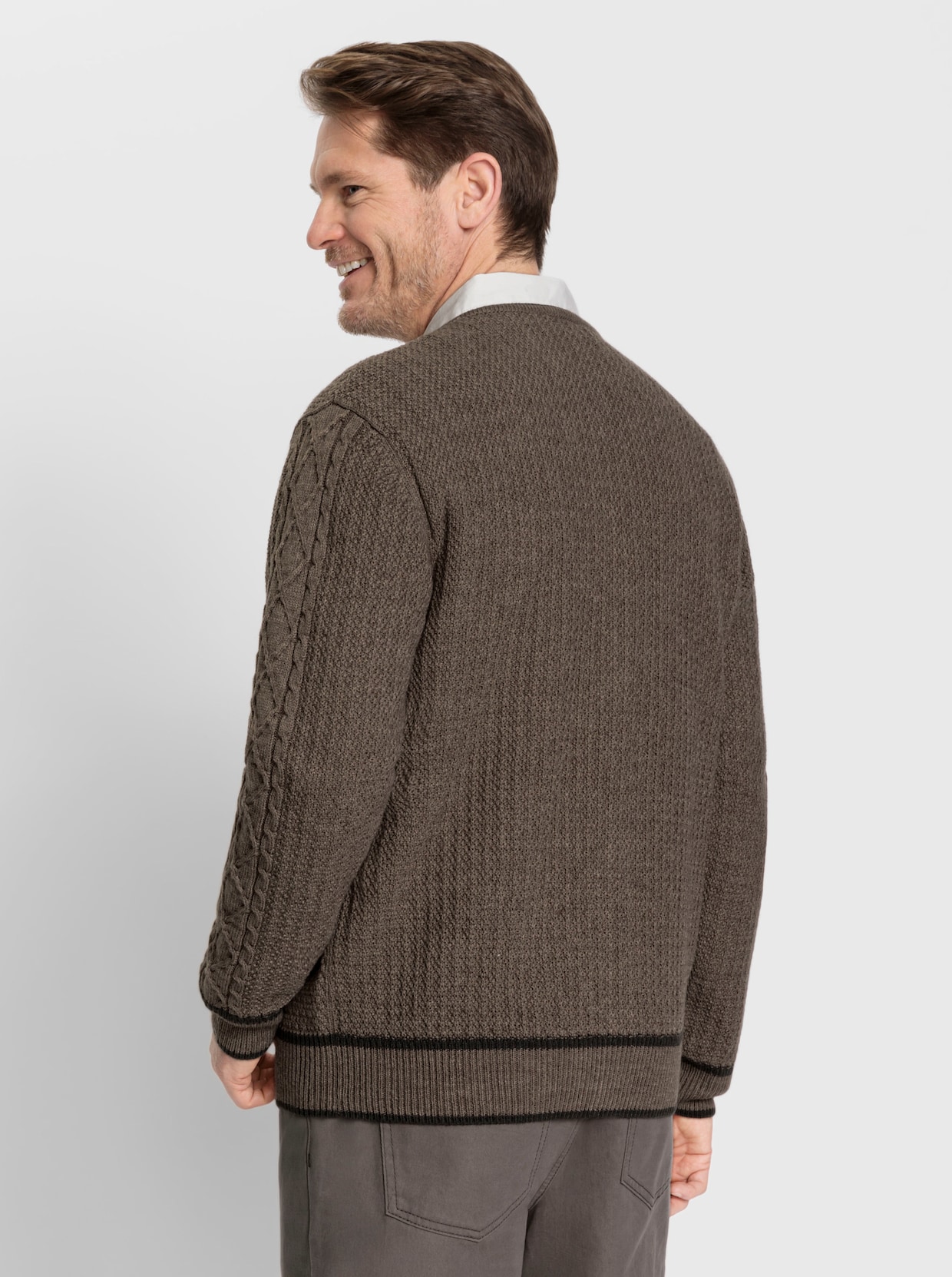 Marco Donati Strickjacke - dunkeltaupe-meliert