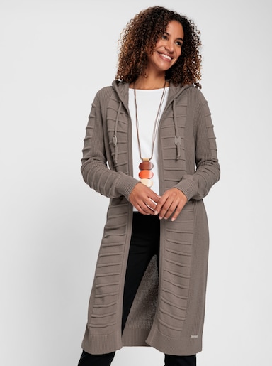 Longstrickjacke - taupe