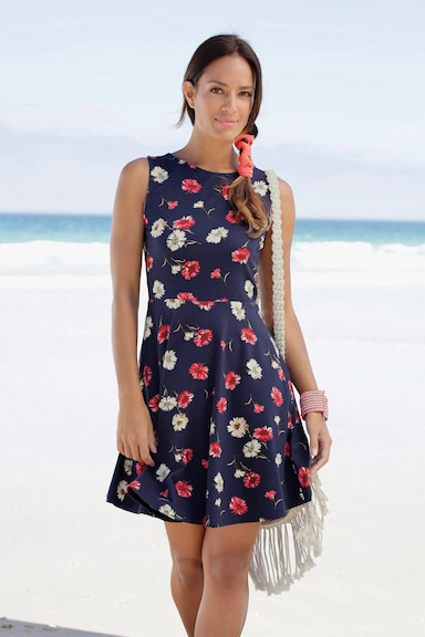 Beachtime Strandkleid - marine-rot-bedruckt