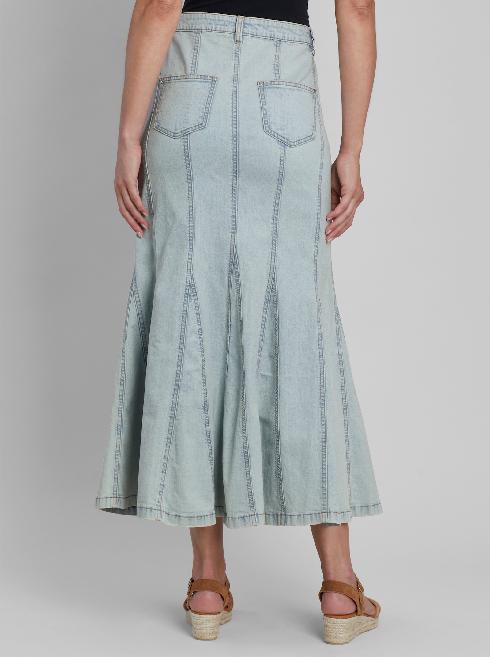 heine Jeansrock in Godet-Form - blue-bleached