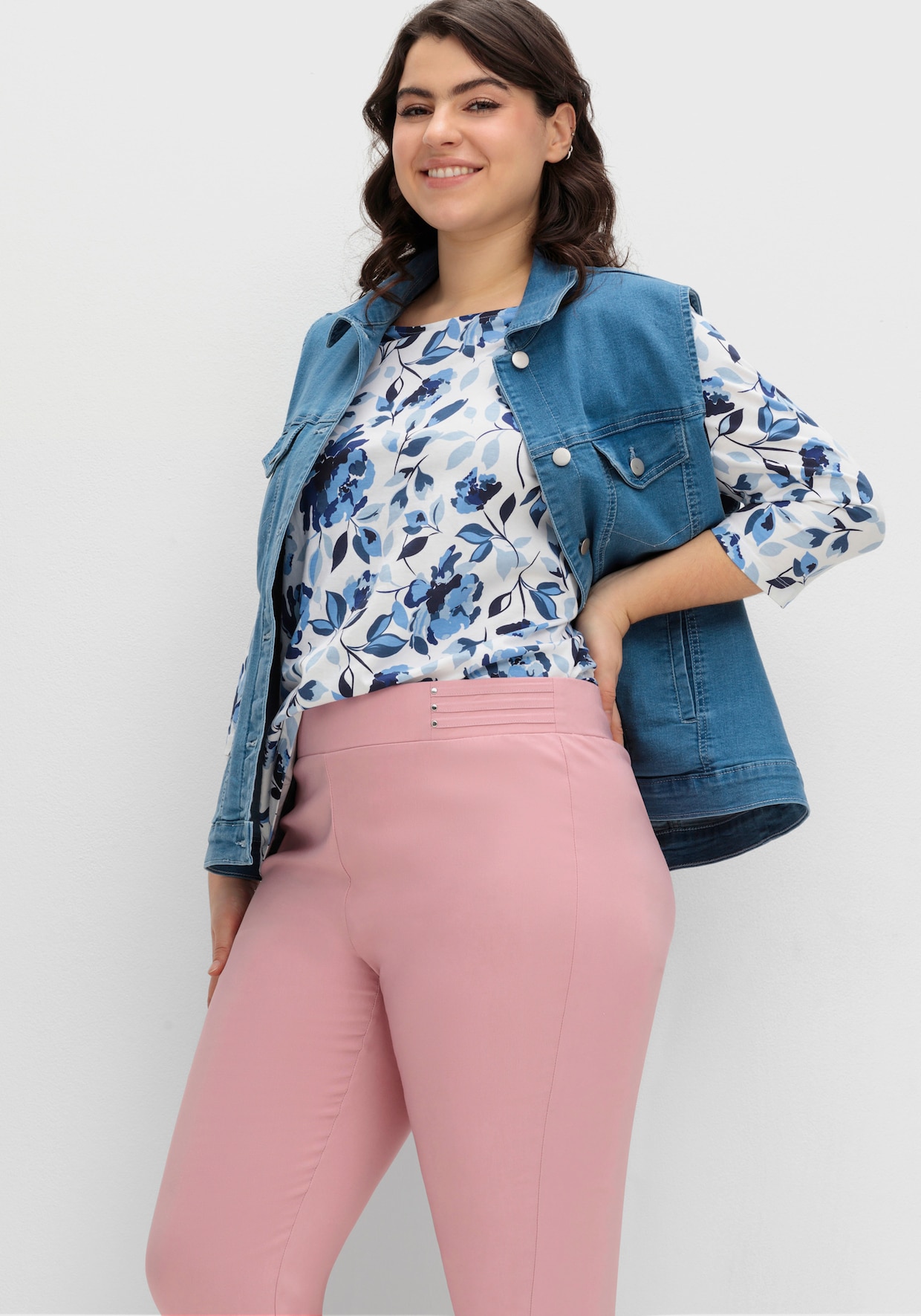 Schlupfhose mit Bügelfalten - hortensie