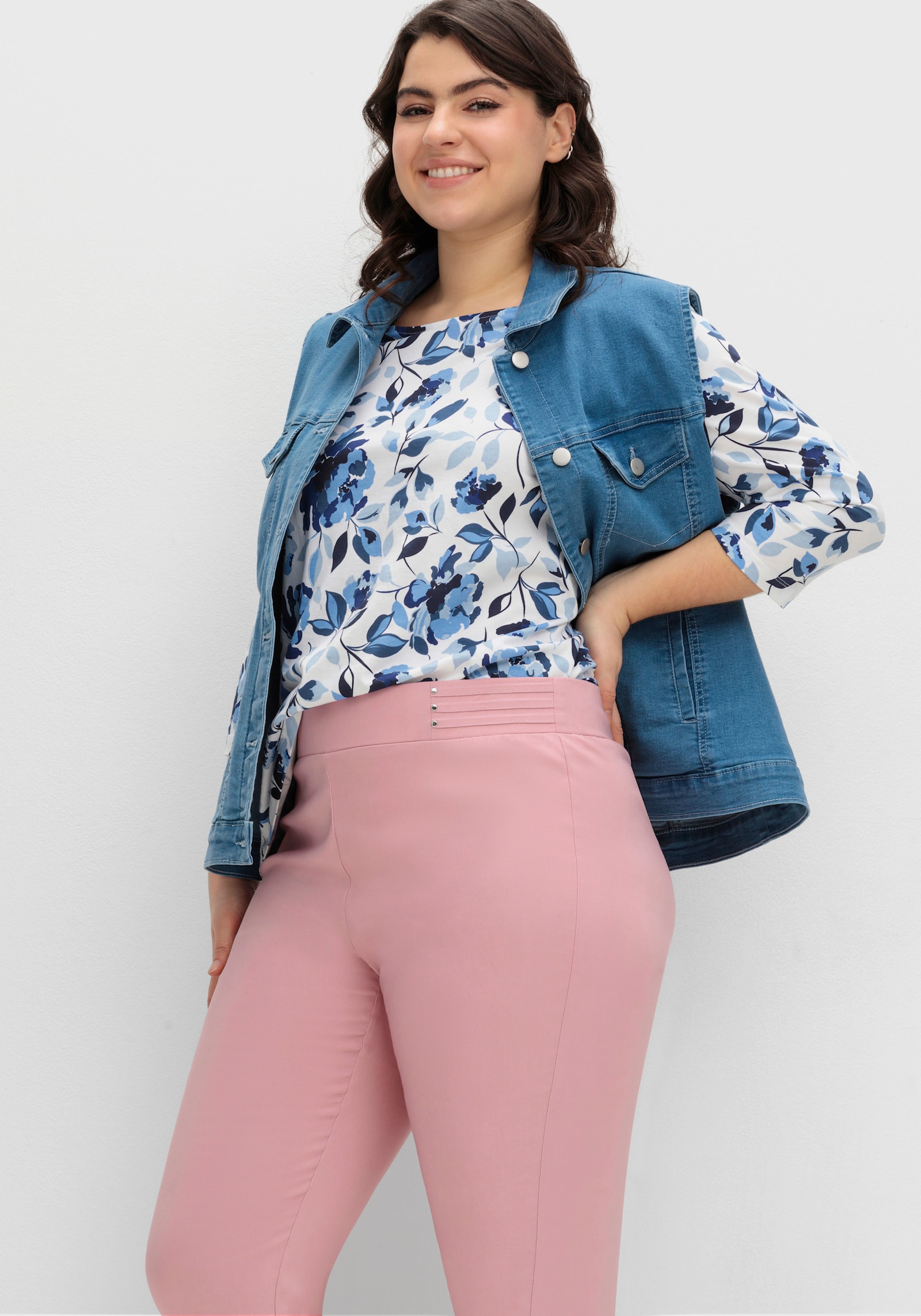 Schlupfhose mit Bügelfalten - hortensie