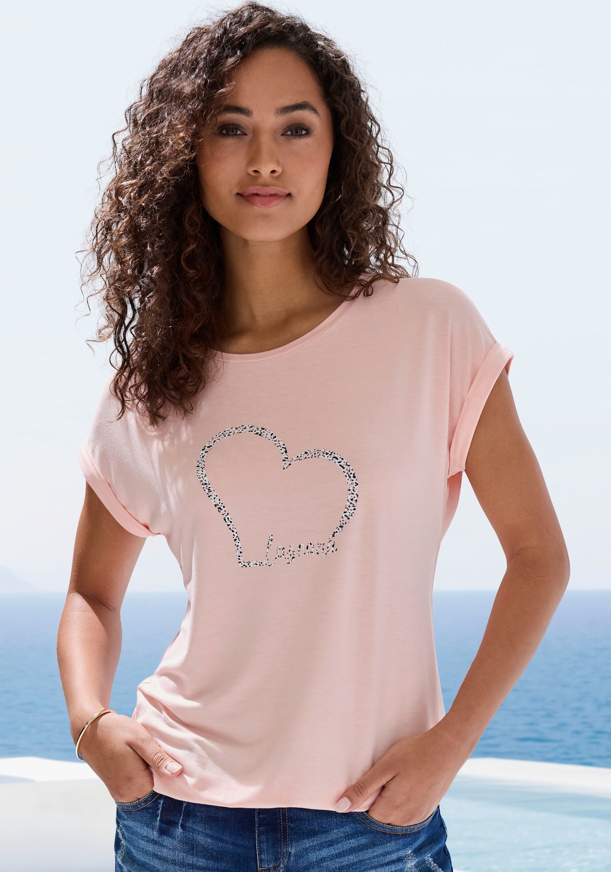 LASCANA Shirt met korte mouwen - peach