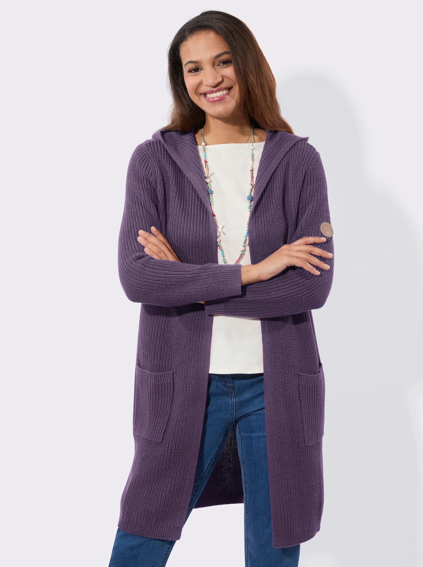 Strickmantel in offener Form - feige