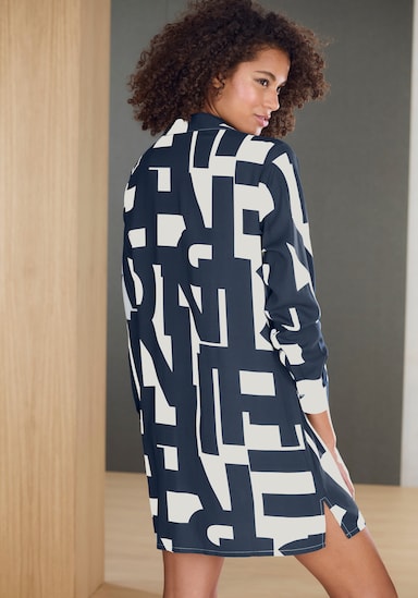 Chemise de nuit - bleu foncé-blanc à motifs
