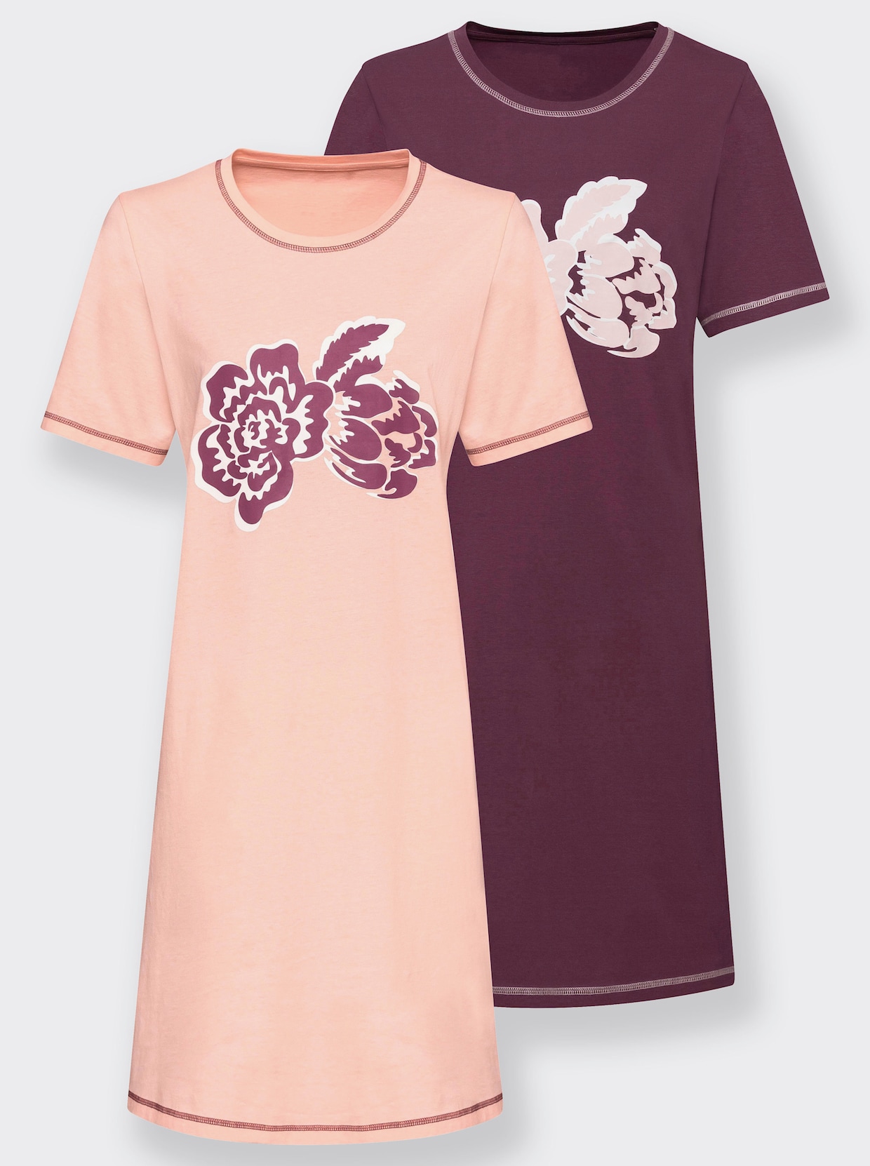 Nachthemden - roze + bordeaux