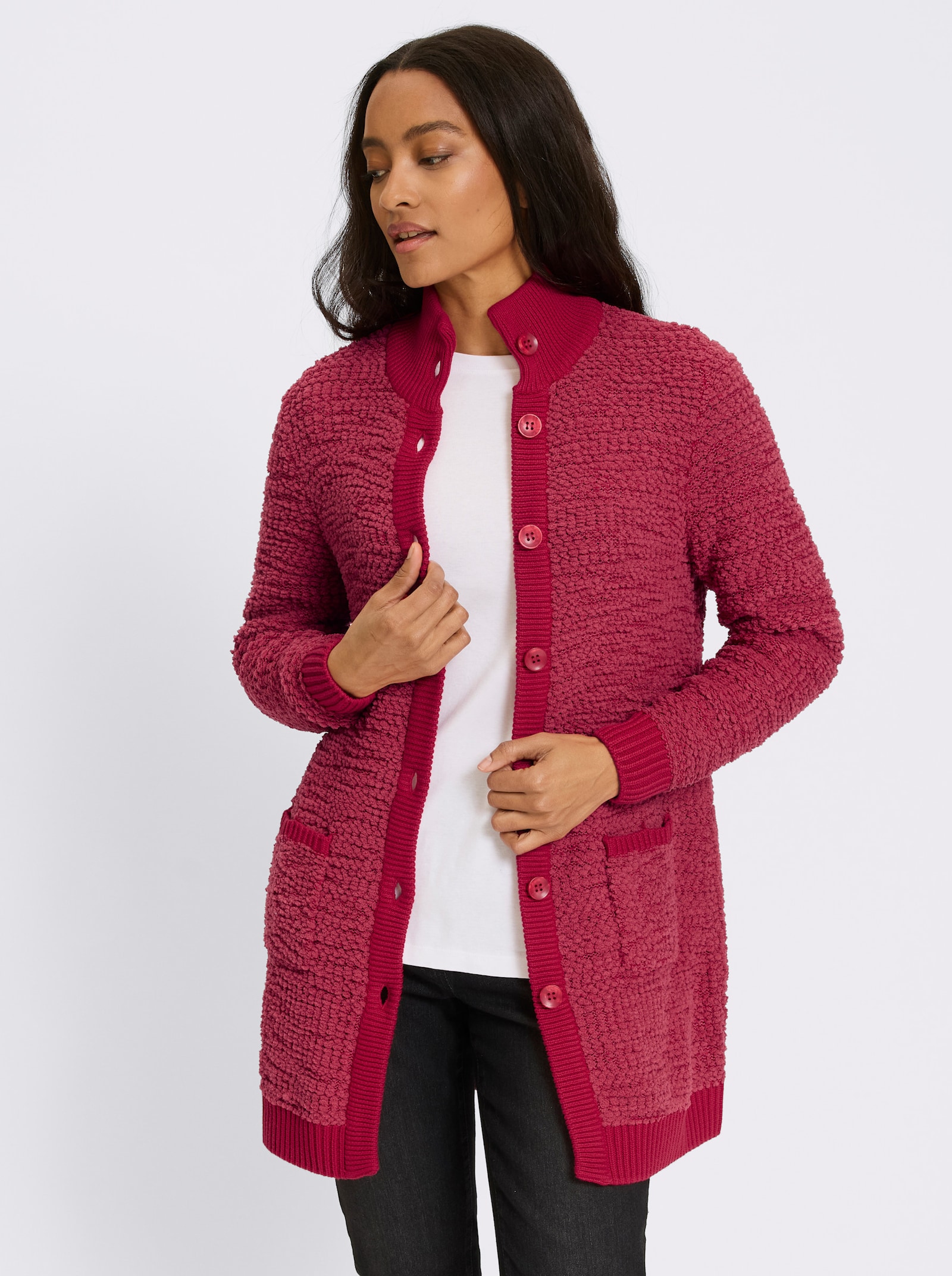 heine Longstrickjacke mit Stehkragen - rot