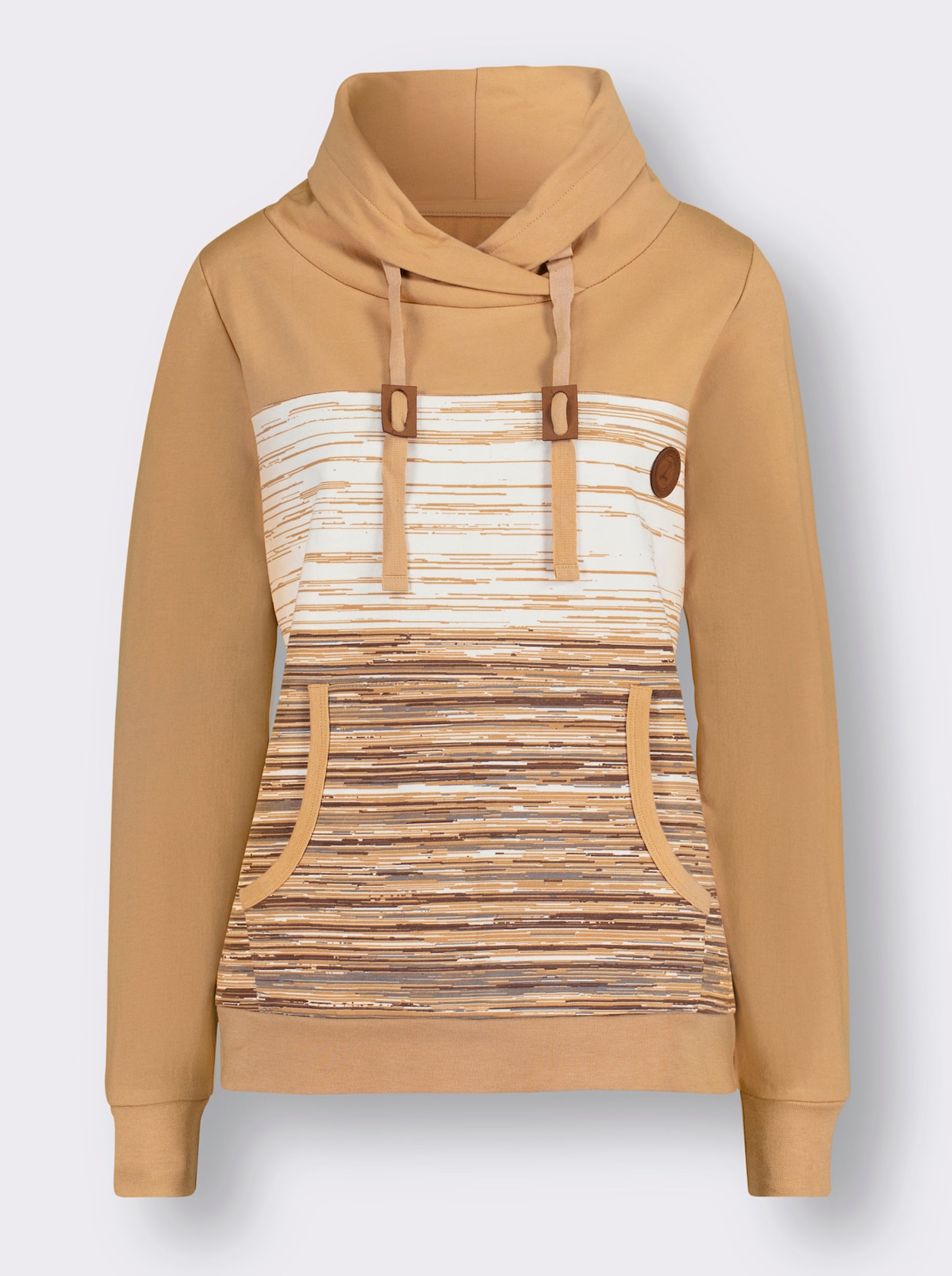 Sweatshirt - camel/ecru gemêleerd