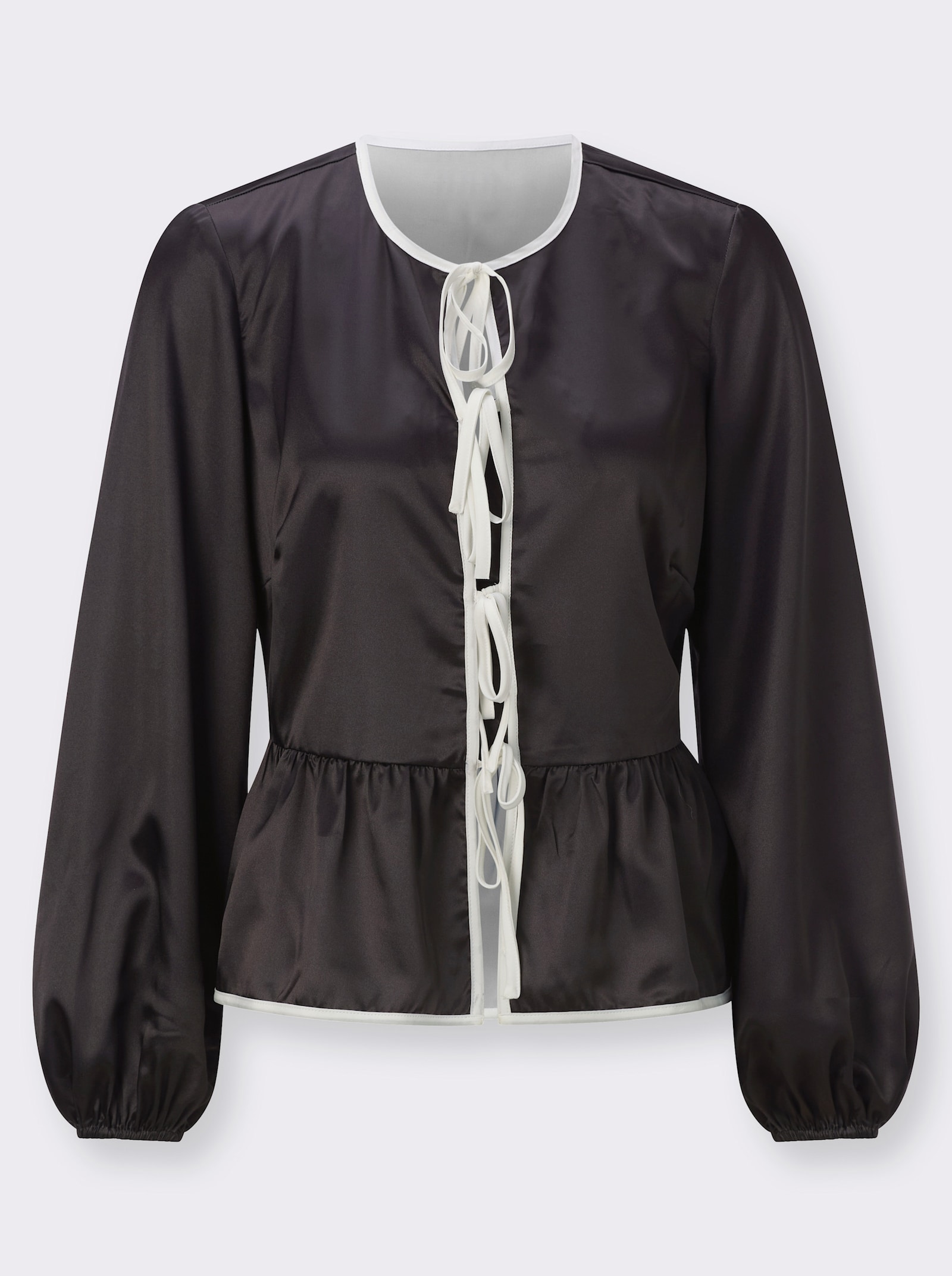 Blusenjacke mit Paspelierung - graphit-champagner-gemustert