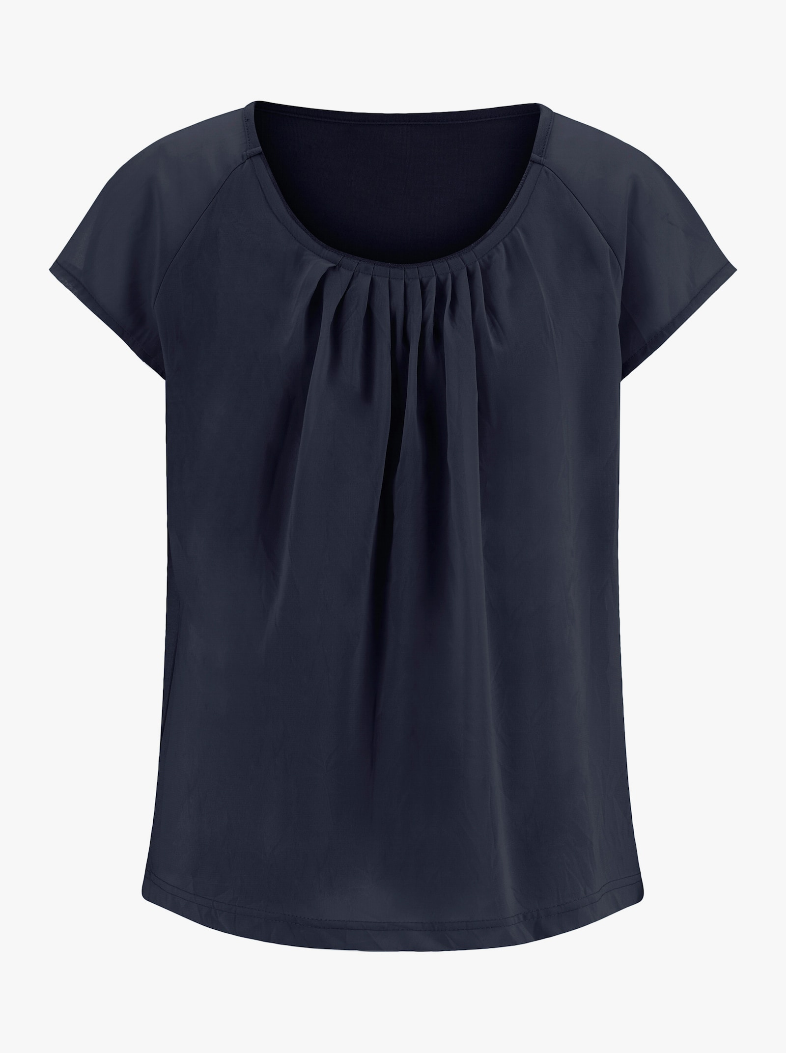 T-shirt en mélange de matières - marine