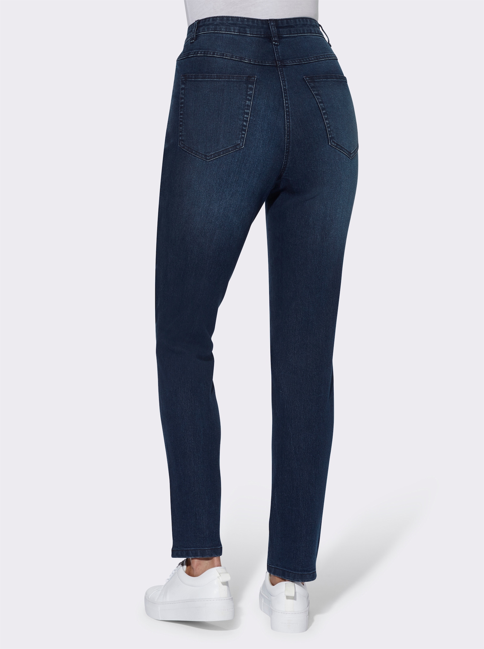 Jeans med hög midja och avsmalnande ben - dark blue