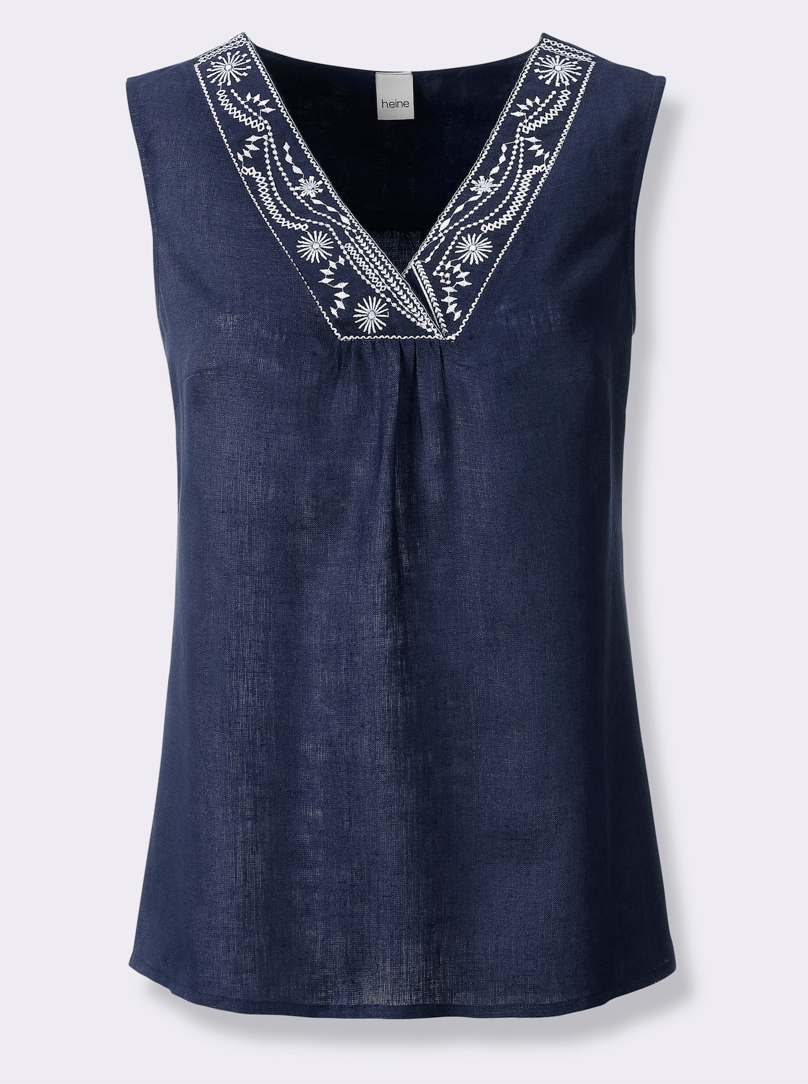 heine Blusentop mit Kontrast-Stickerei - marine