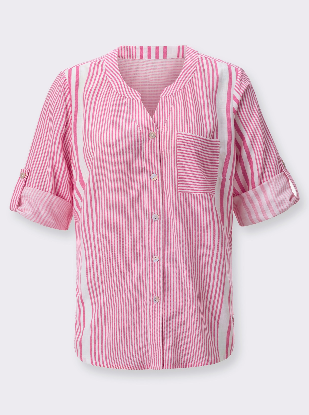 Gestreepte blouse - fuchsia/wit gestreept