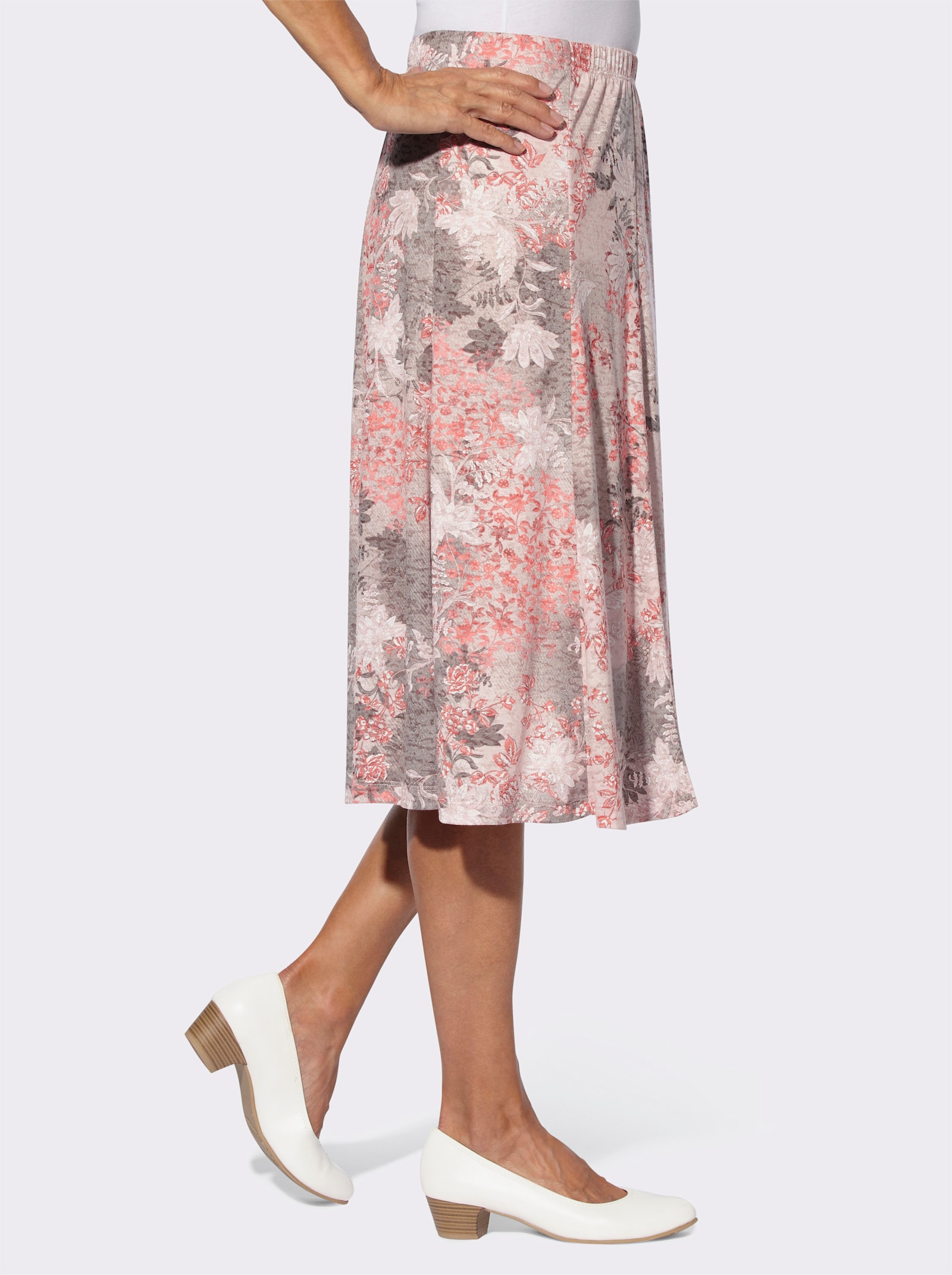 Jerseyrock in Schlupfform - flamingo-grau-bedruckt