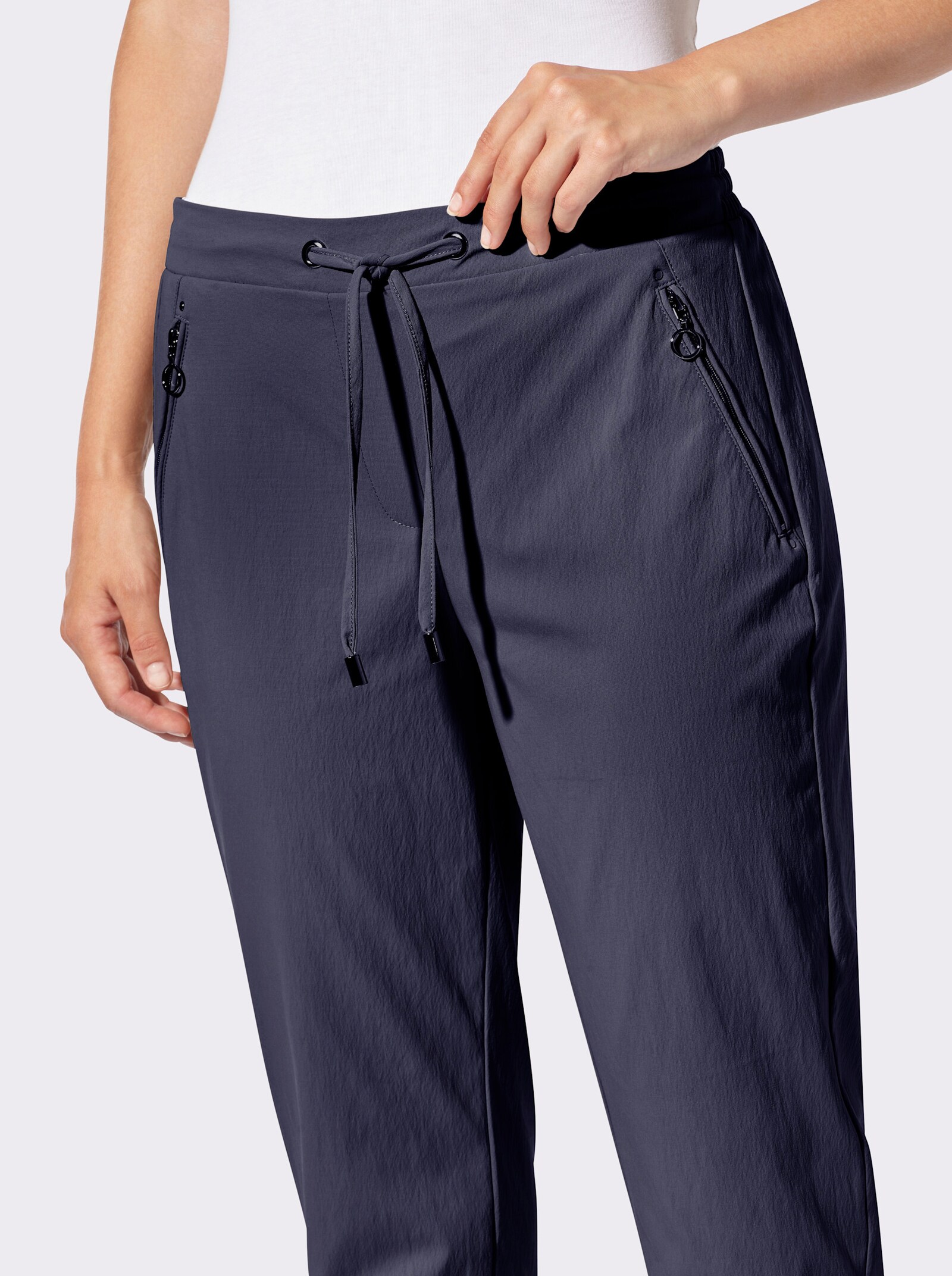 Schlupfhose mit silberfarbigen Details - marine