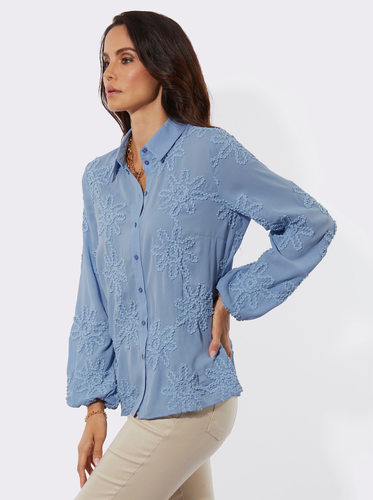 Langarm-Bluse - bleu