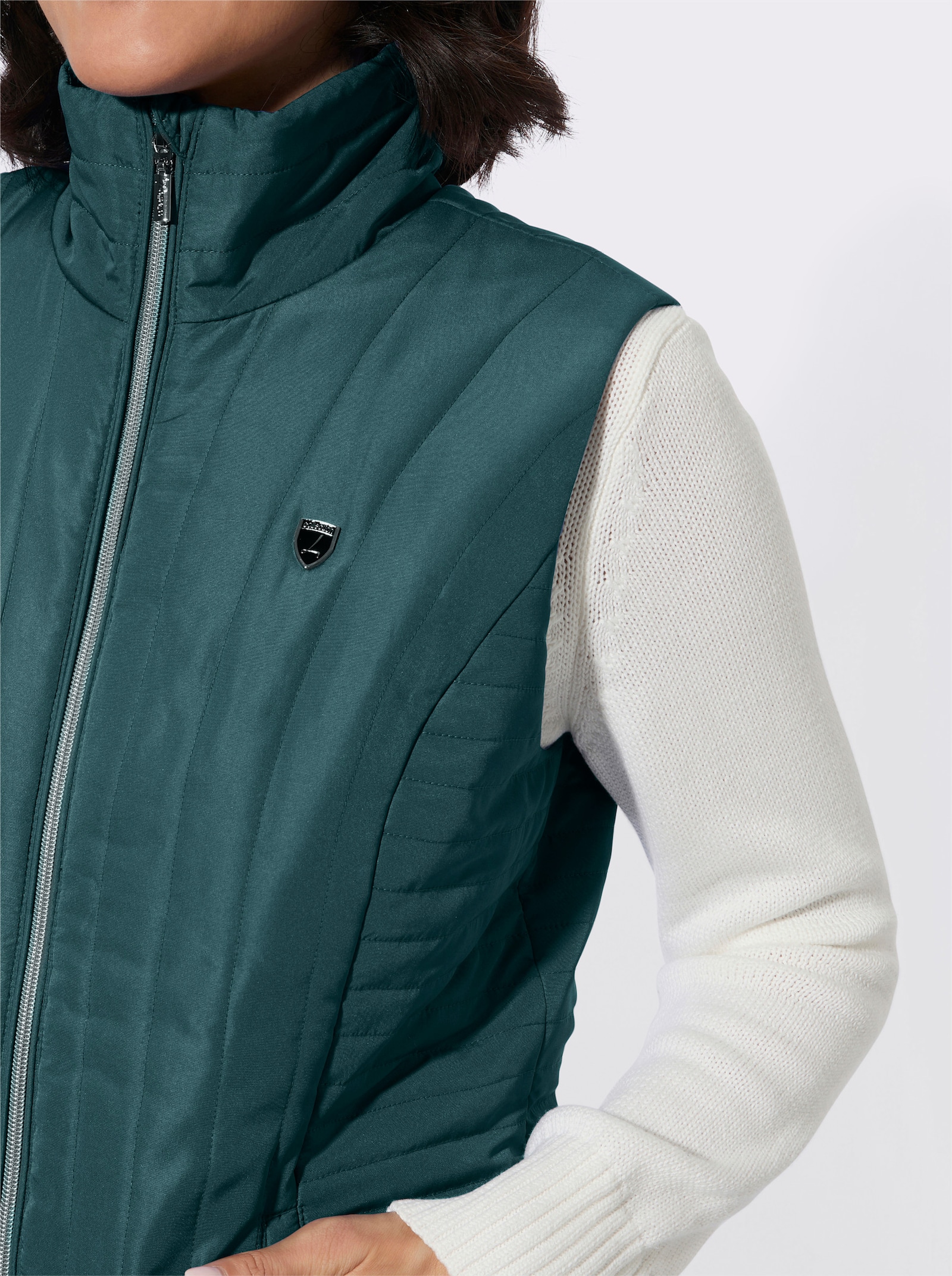 Steppweste mit Zippertaschen - petrol