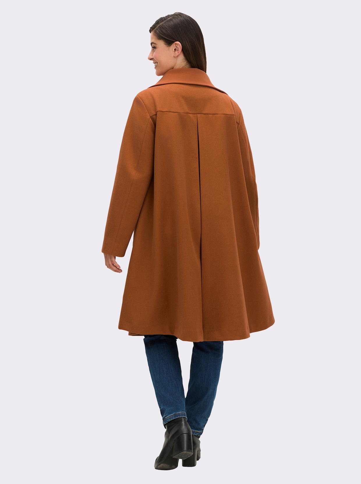 Kurzmantel in A-Linie - cognac