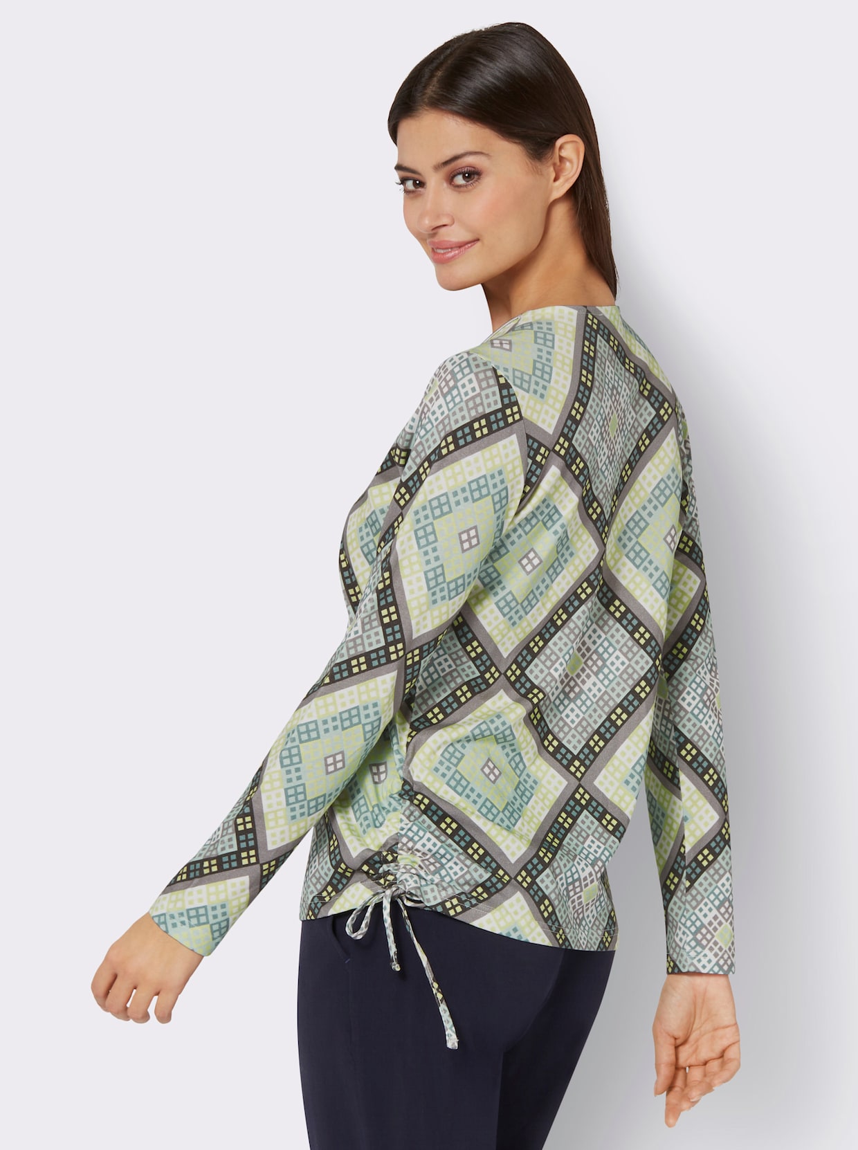 Shirt met print - kalkmint/grijs gedessineerd