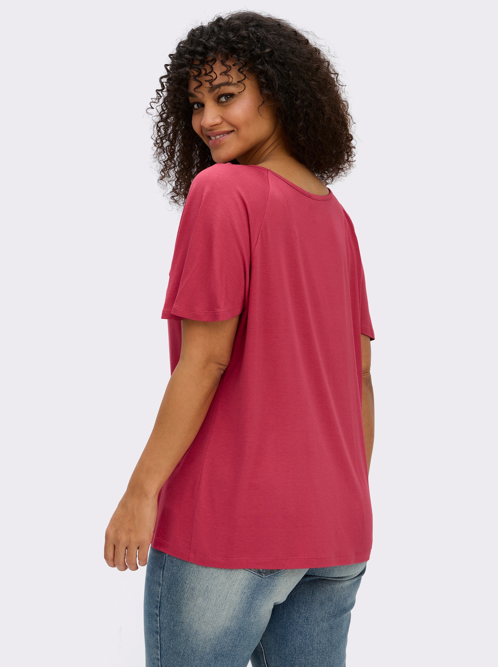 sheego Shirt met openvallende mouwen - aardbei