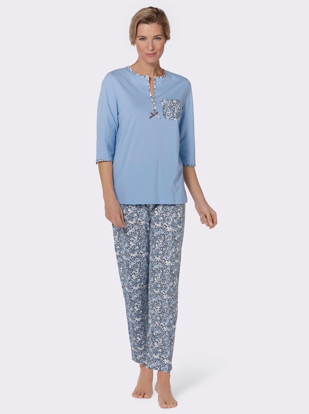 wäschepur Pyjamas - blå-grå, tryckt
