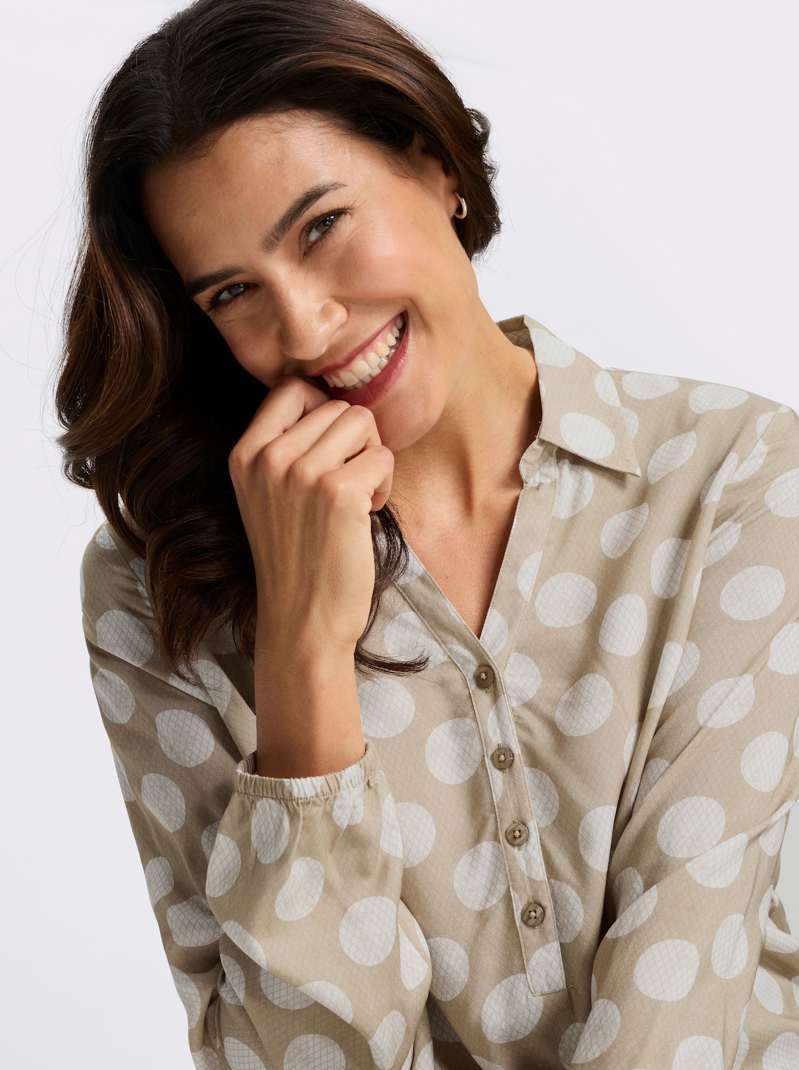 Druckbluse - beige-bedruckt