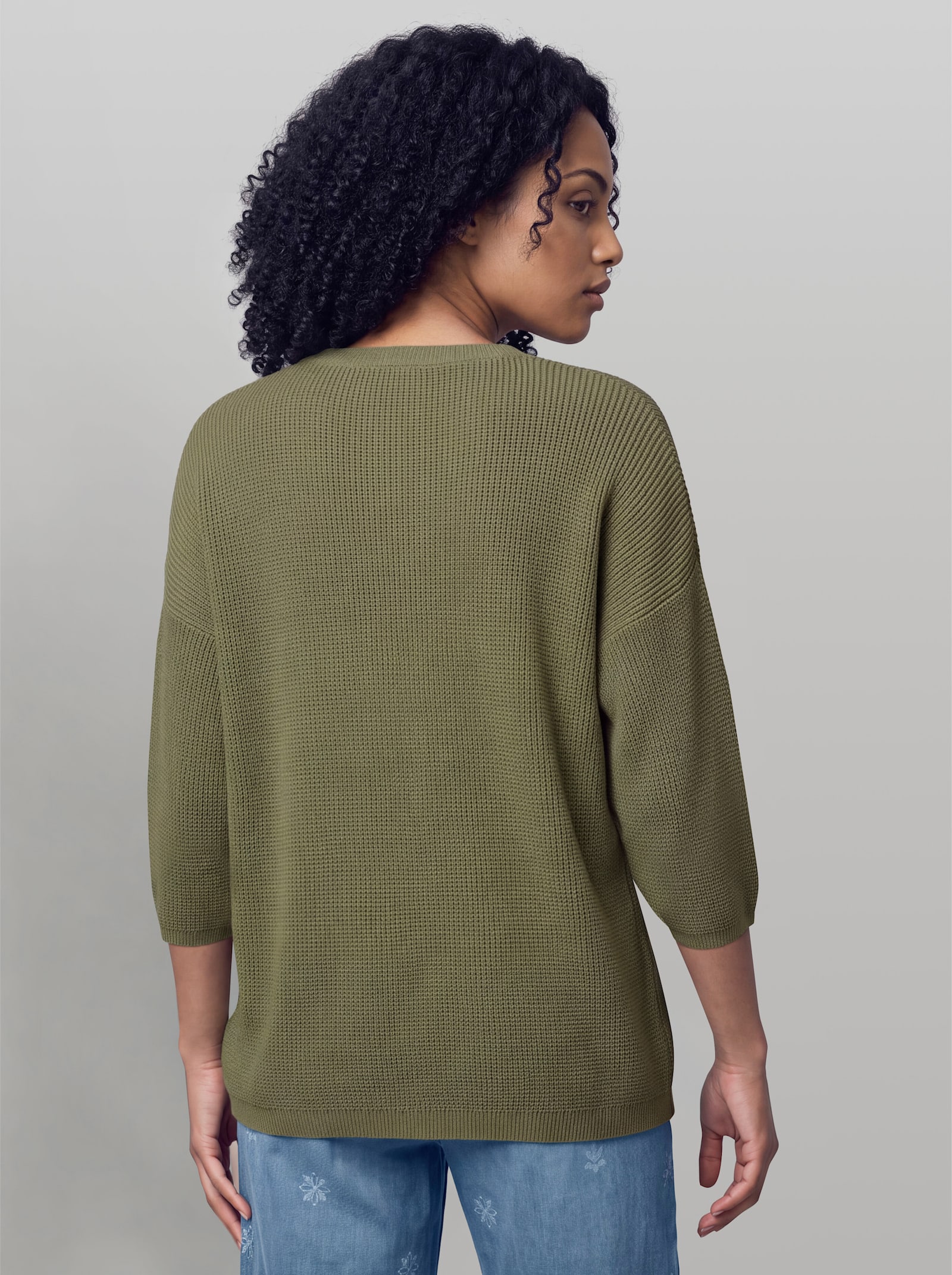 heine 3/4-Arm-Pullover mit Rippenbündchen - khaki