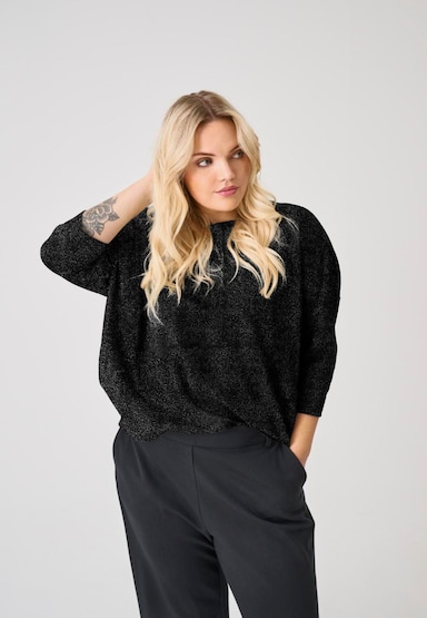 ONLY CARMAKOMA Oversize-Shirt - black detail:silver lurex