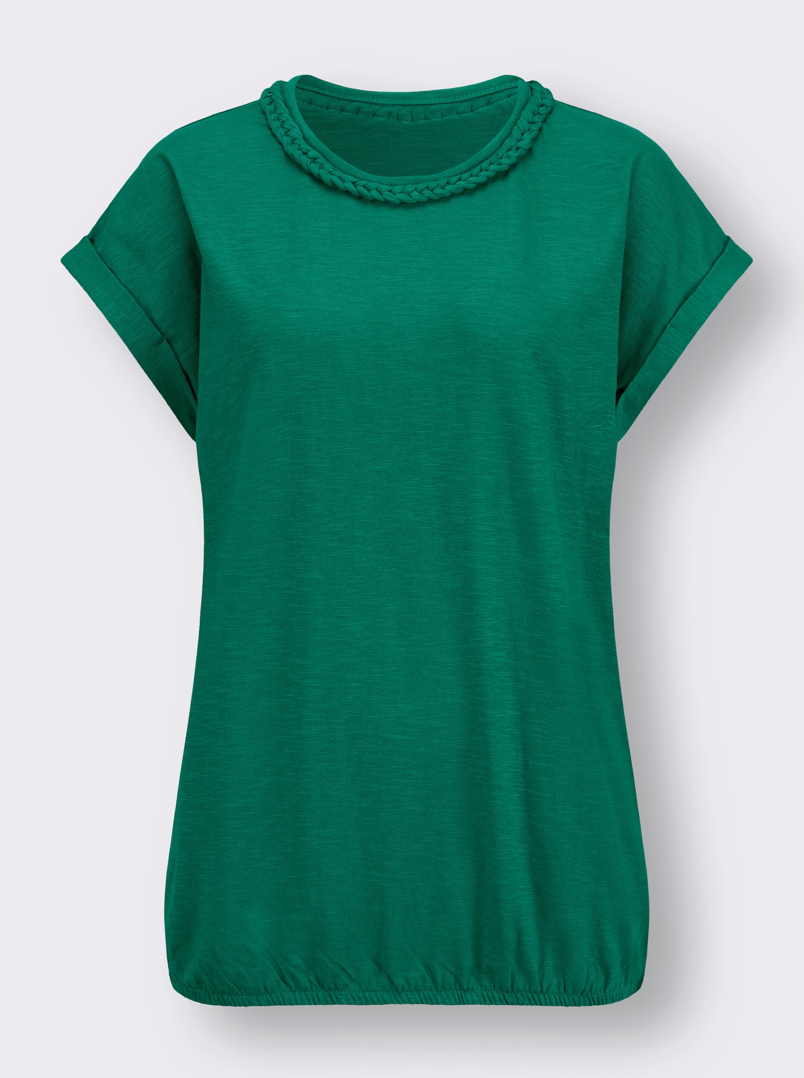 Shirt met ronde hals en oversized schouders - groen