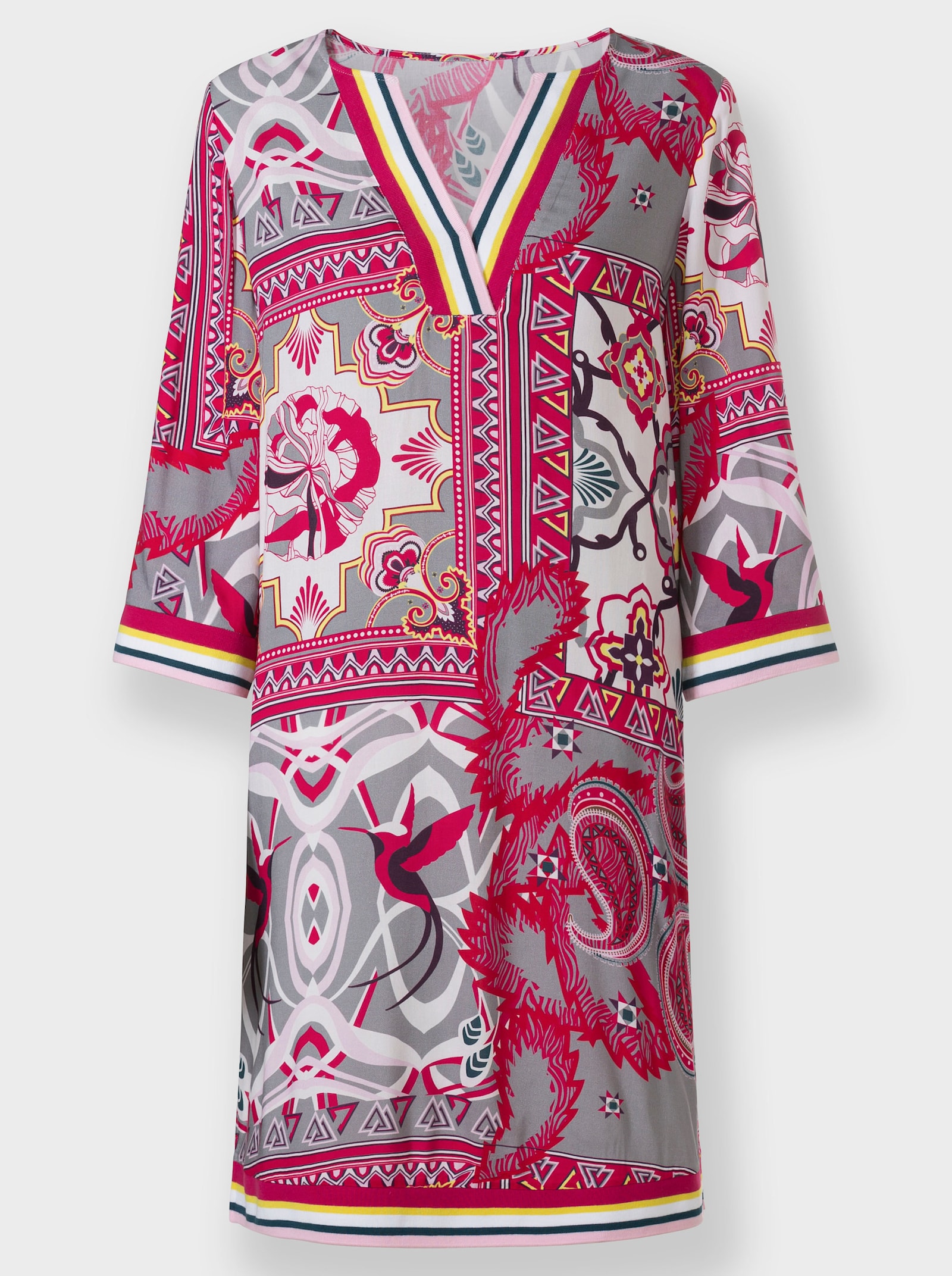 heine Geweven jurk met 3/4-mouwen - ecru/roze geprint