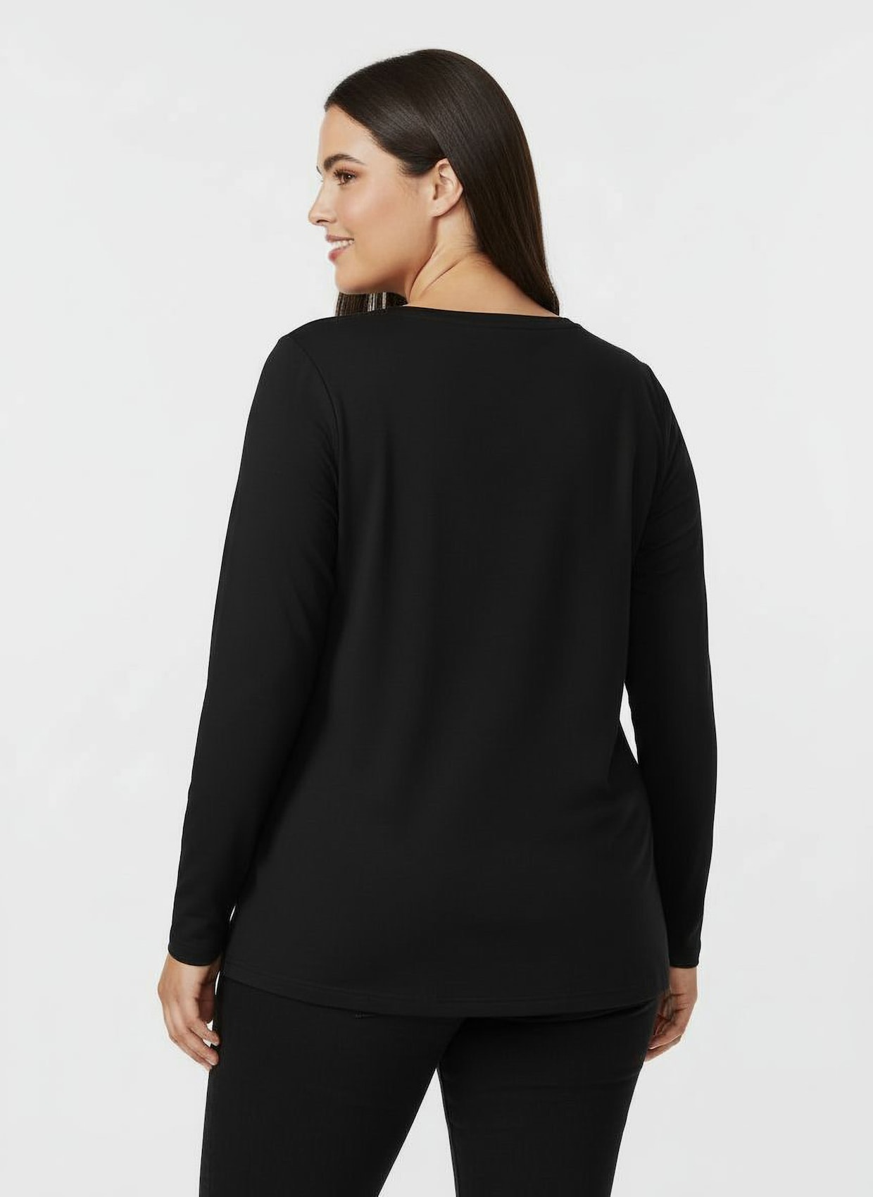 Rundhalsshirt mit zertifizierter Baumwolle - schwarz